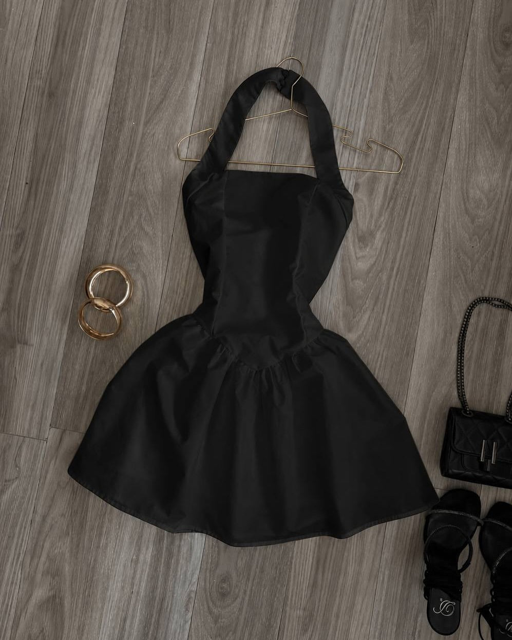Halter Neck A-Line Mini Dress with Basque Waist