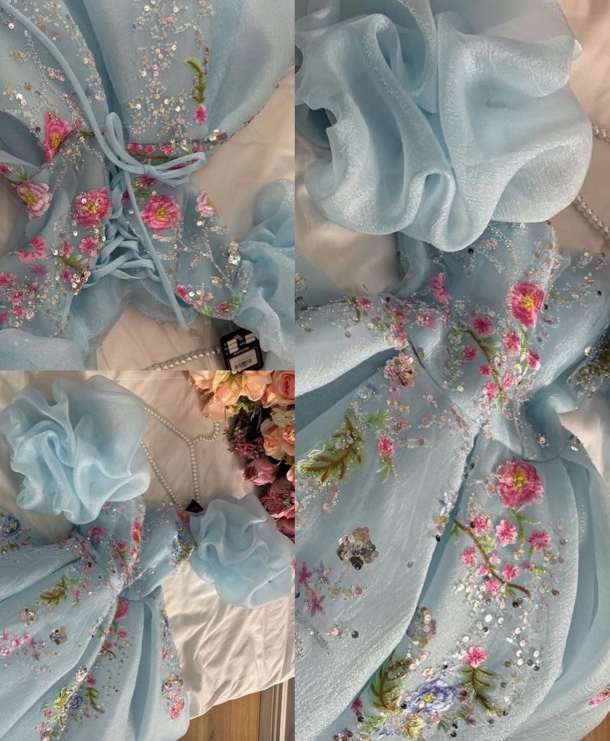 Floral Embroidered Corset Ball Gown