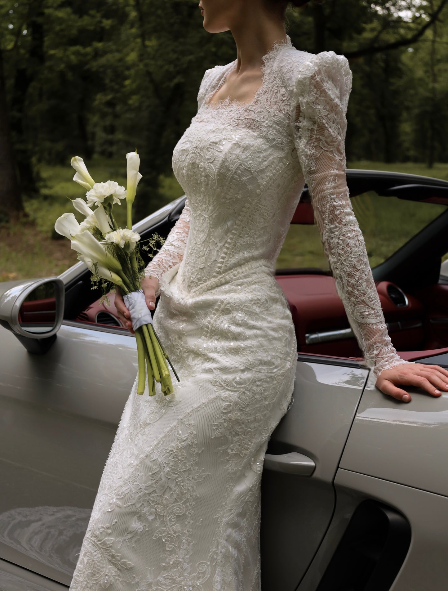 Vintage Long Sleeve Lace Trumpet Wedding Dress