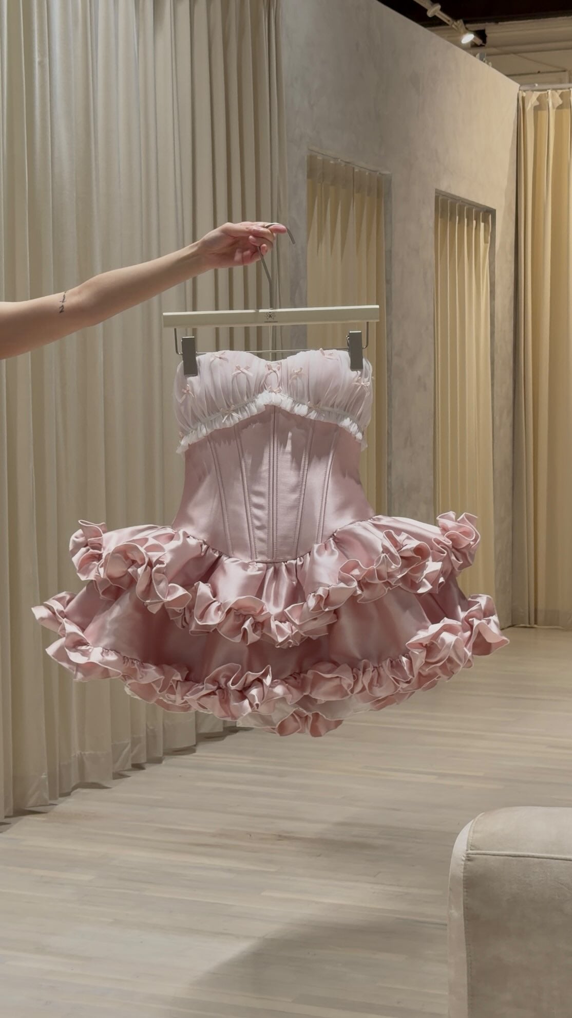 Strapless Corset Ruffled Tiered Mini Party Dress
