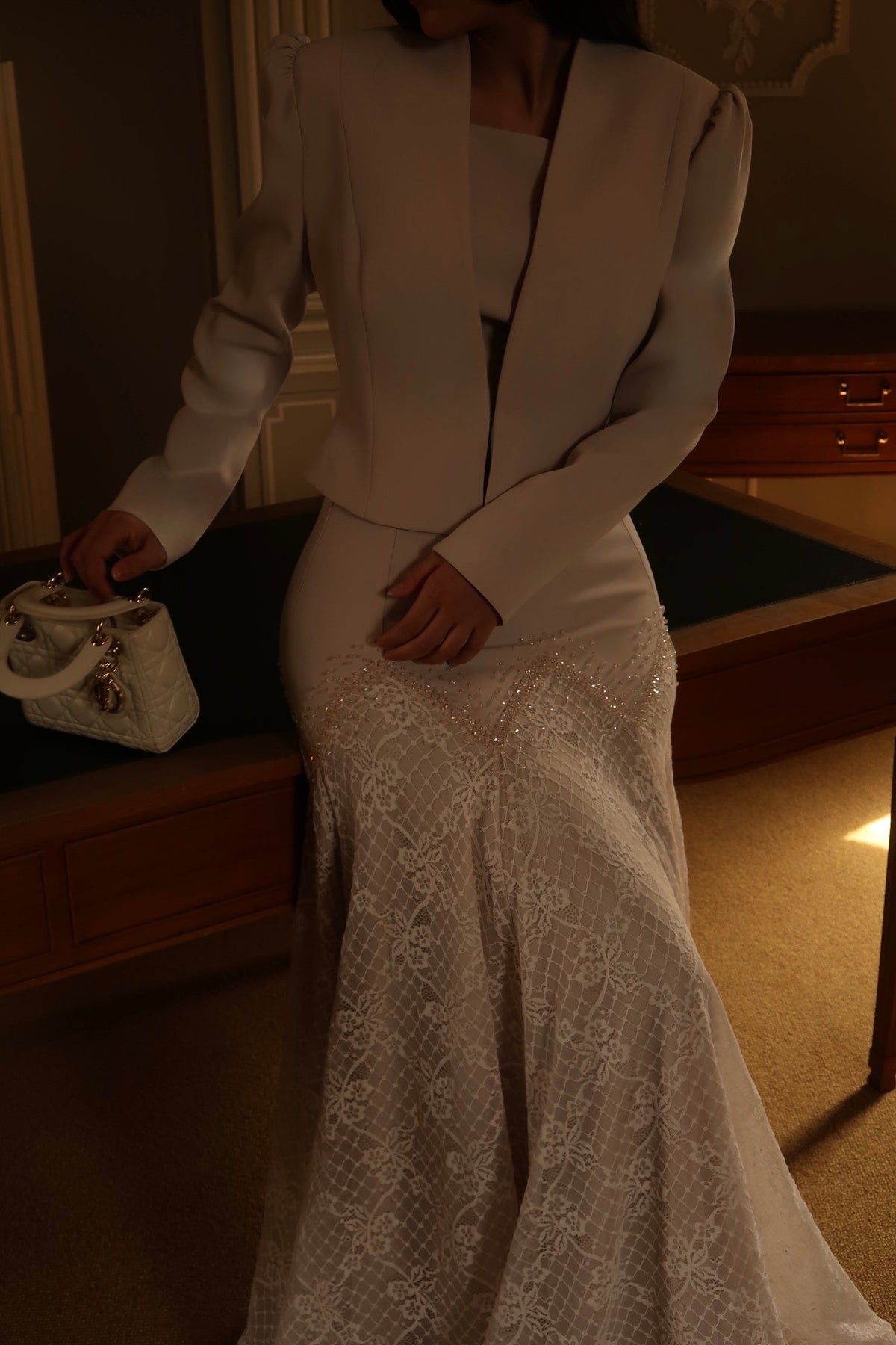 Mermaid Dress Set with Lace Skirt and Jacket