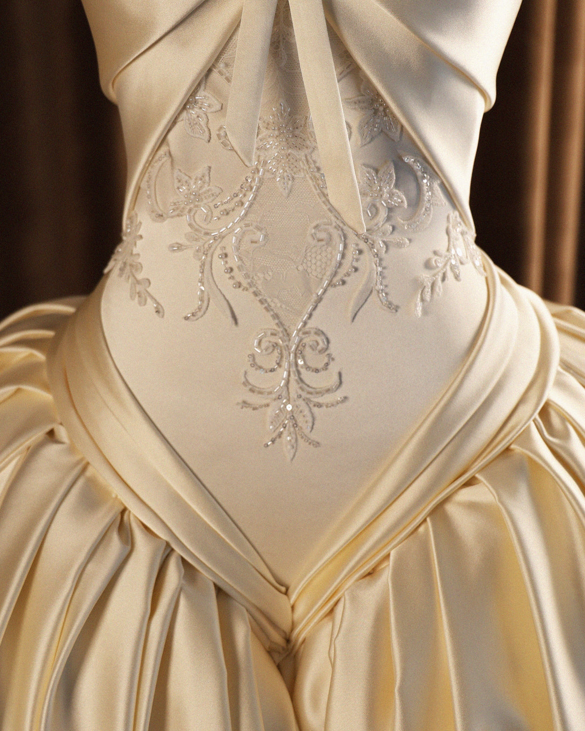 Basque Waist Ball Gown Wedding Dress with Bow