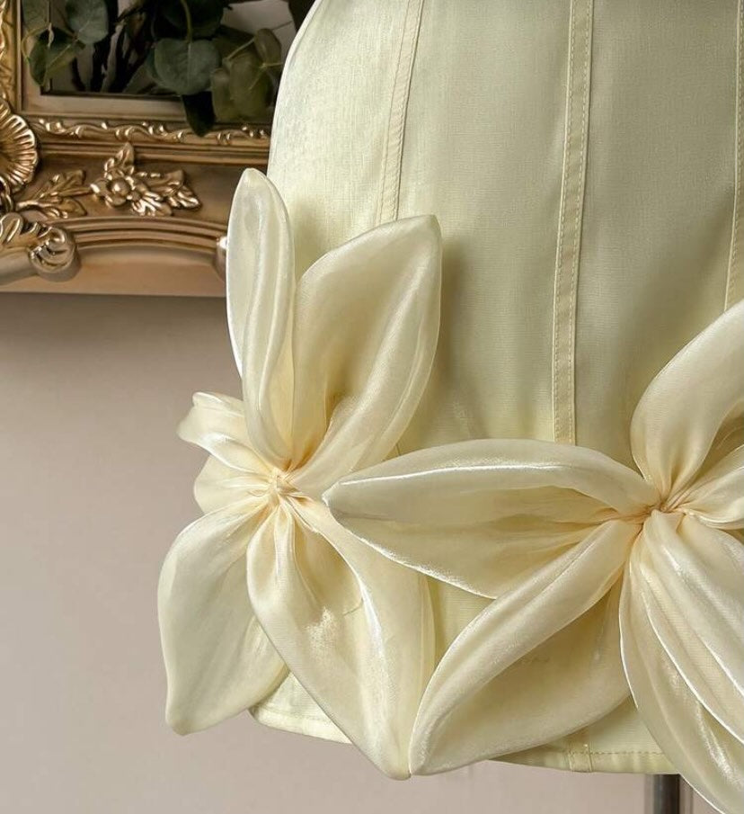 Strapless Corset Mini Dress with 3D Flowers