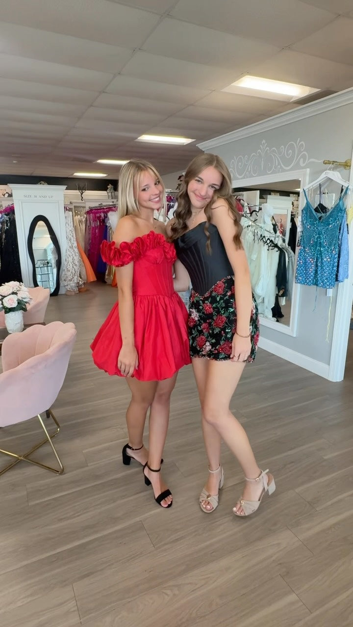 Off-the-Shoulder Ruffle Corset Mini Dress