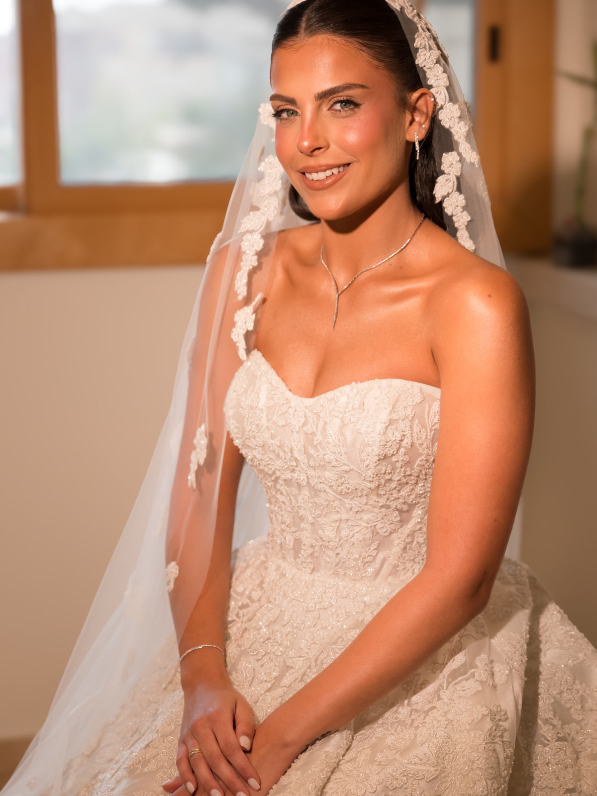 Strapless Sweetheart Lace Ball Gown Wedding Dress