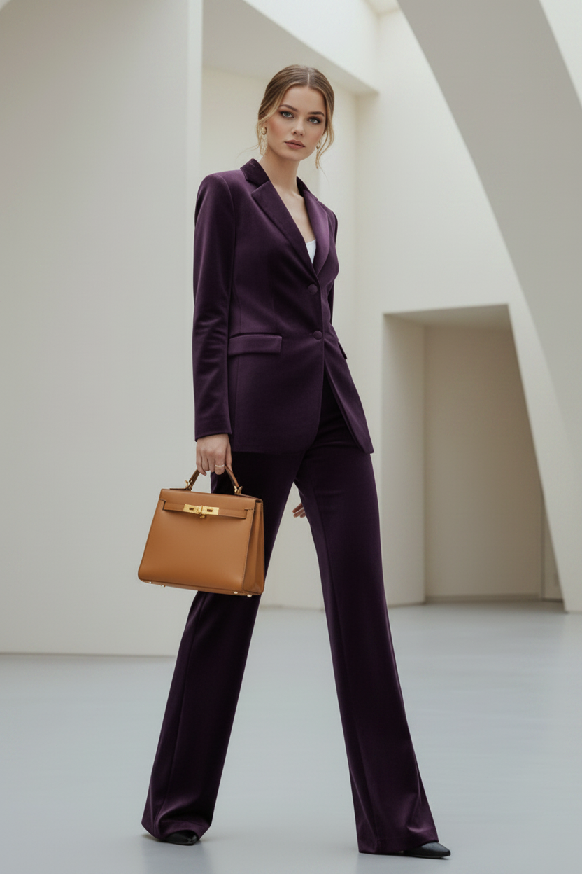 Satin Blazer Pantsuit Set