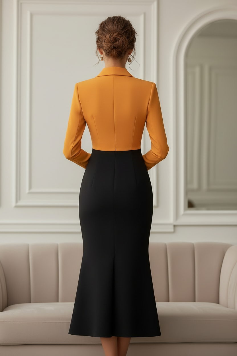 Double-Breasted Blazer Midi Dress