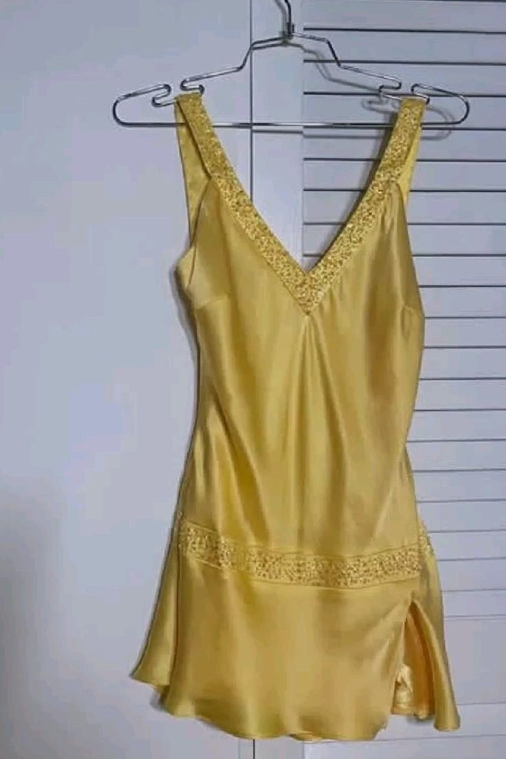 Lace-Trim Satin Slip Mini Dress with Open Back