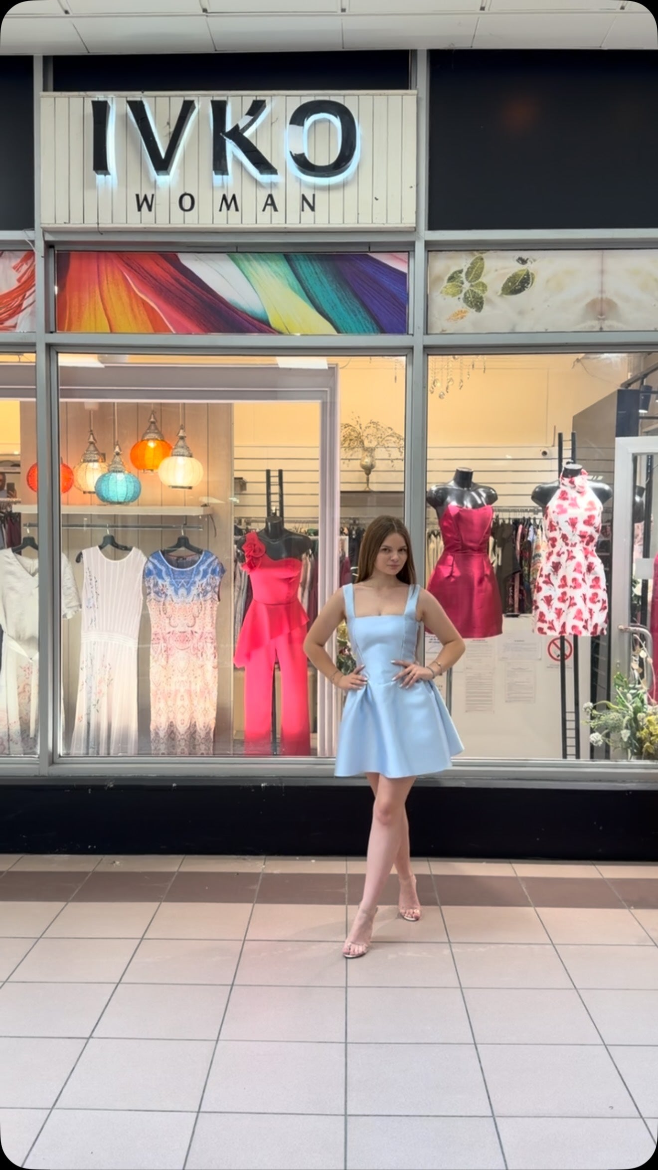 Square Neck Satin Fit-and-Flare Mini Dress
