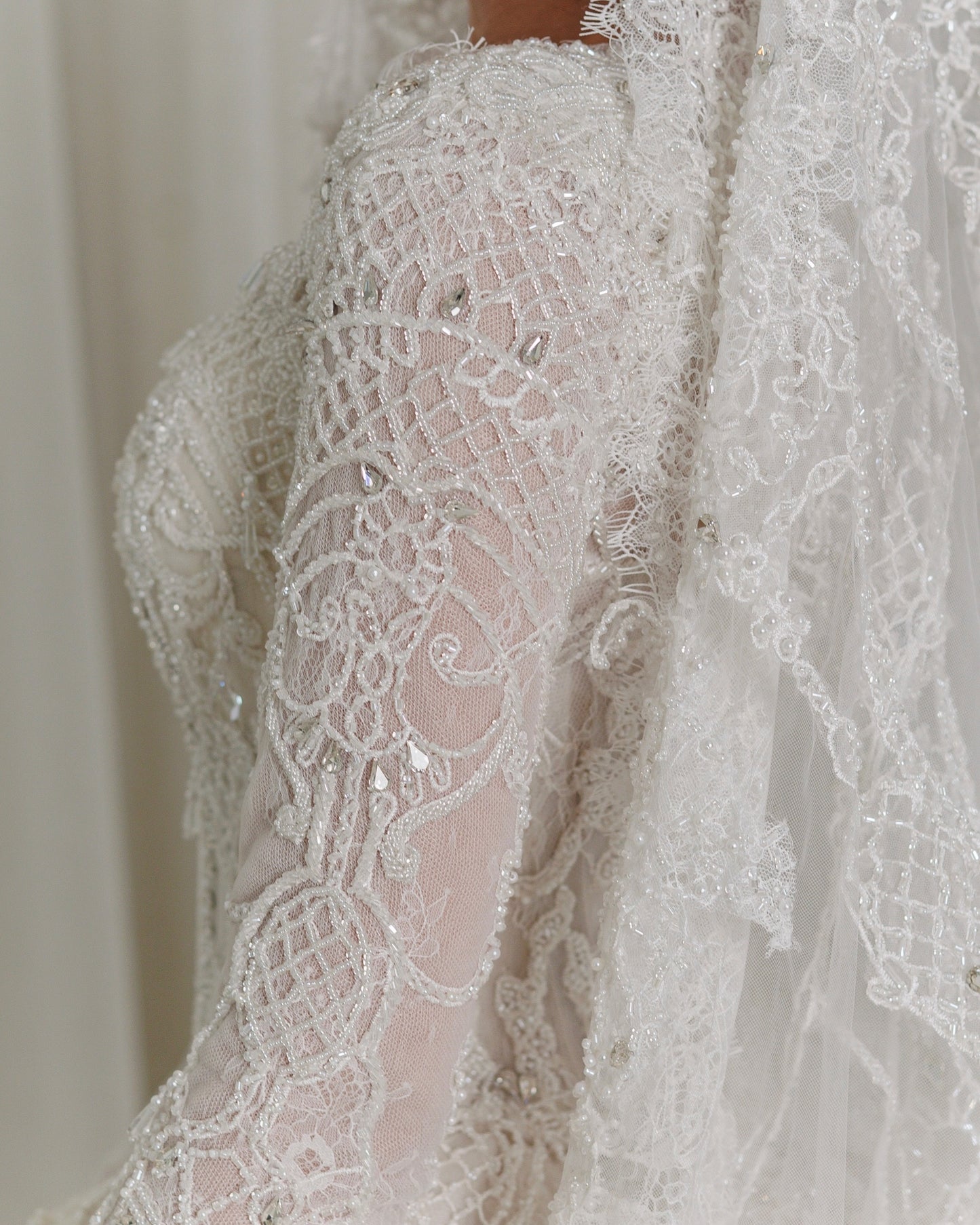 Cathedral Train Long Sleeve Lace Ball Gown Wedding Dress