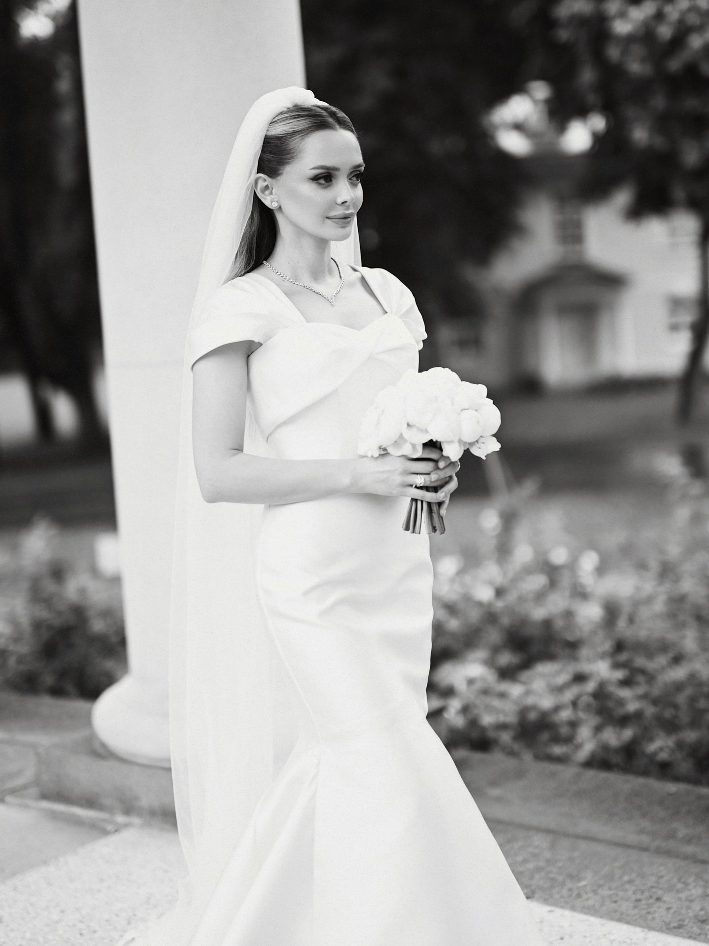 A-Line Satin Wedding Dress with Folded Cap Sleeves
