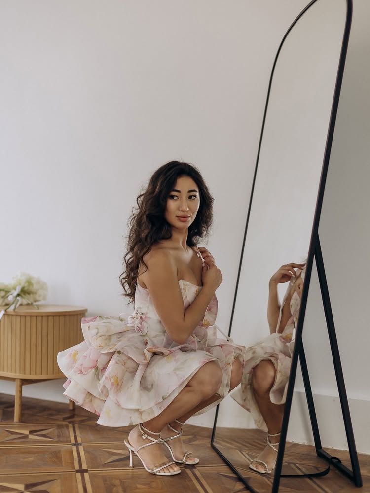 One-Shoulder Tiered Organza Ruffled Mini Dress