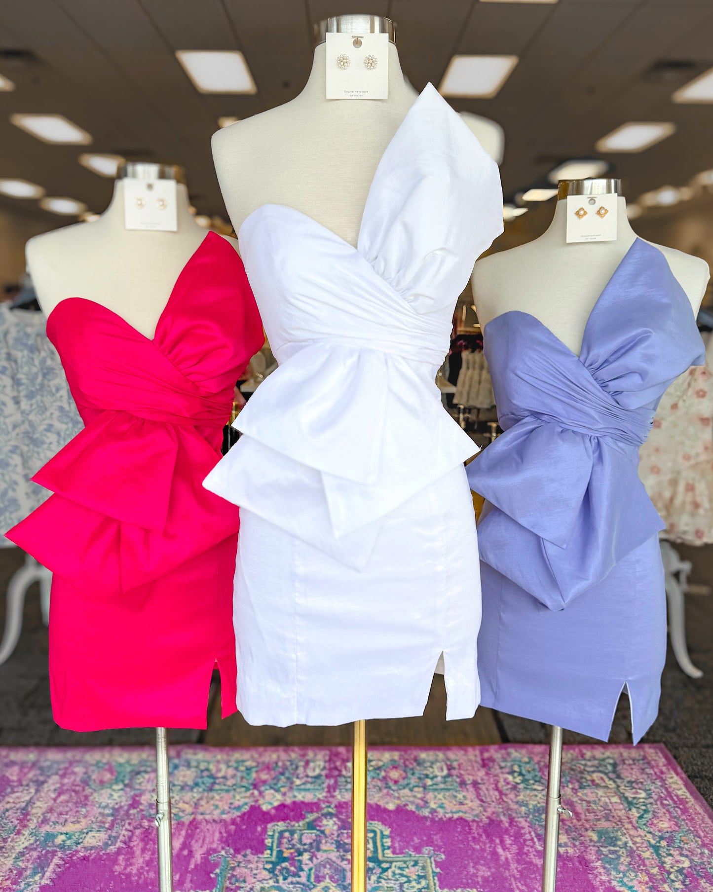 One-Shoulder Drape Bow Mini Dress with Slit
