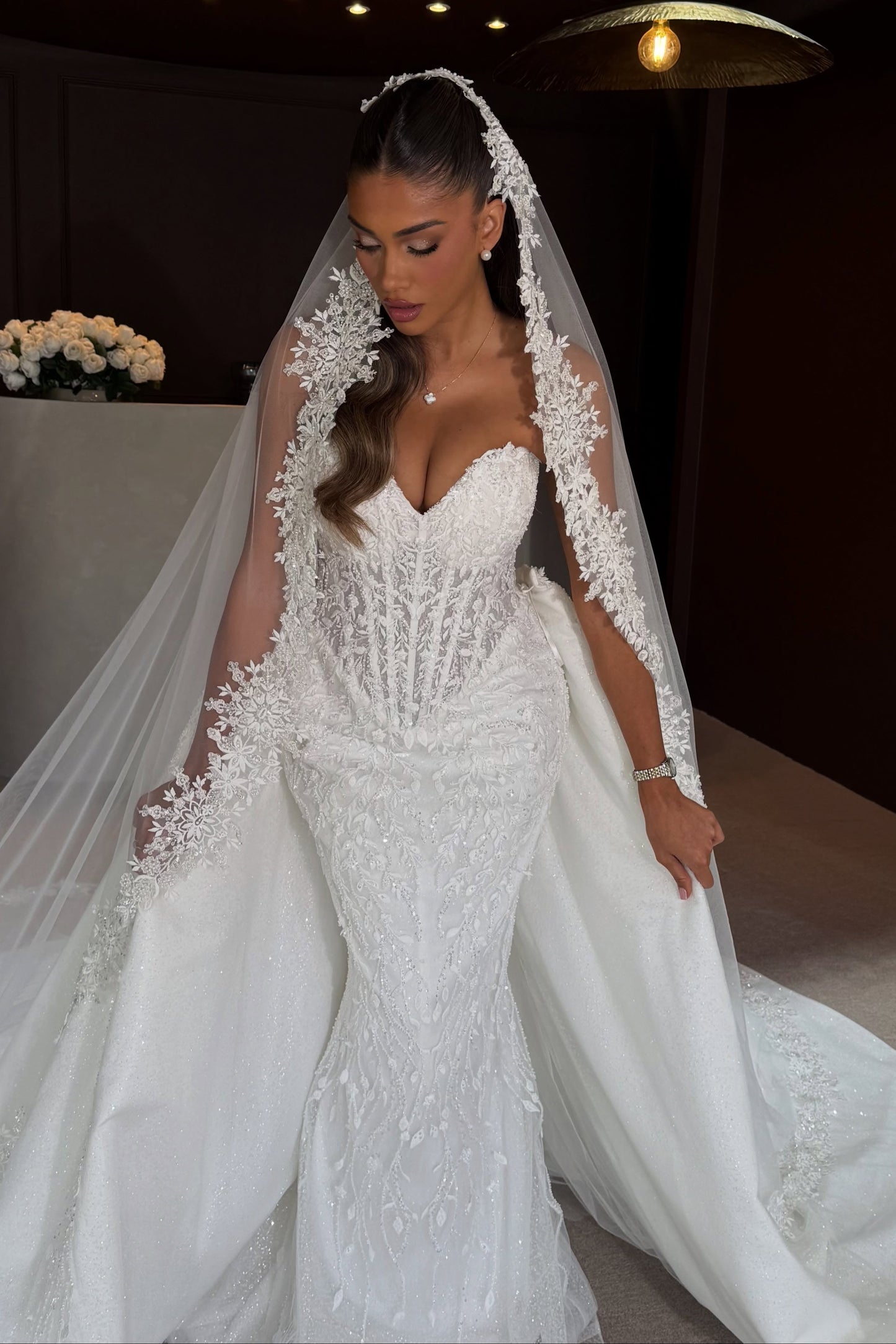 Beaded Lace Corset Mermaid Wedding Dress