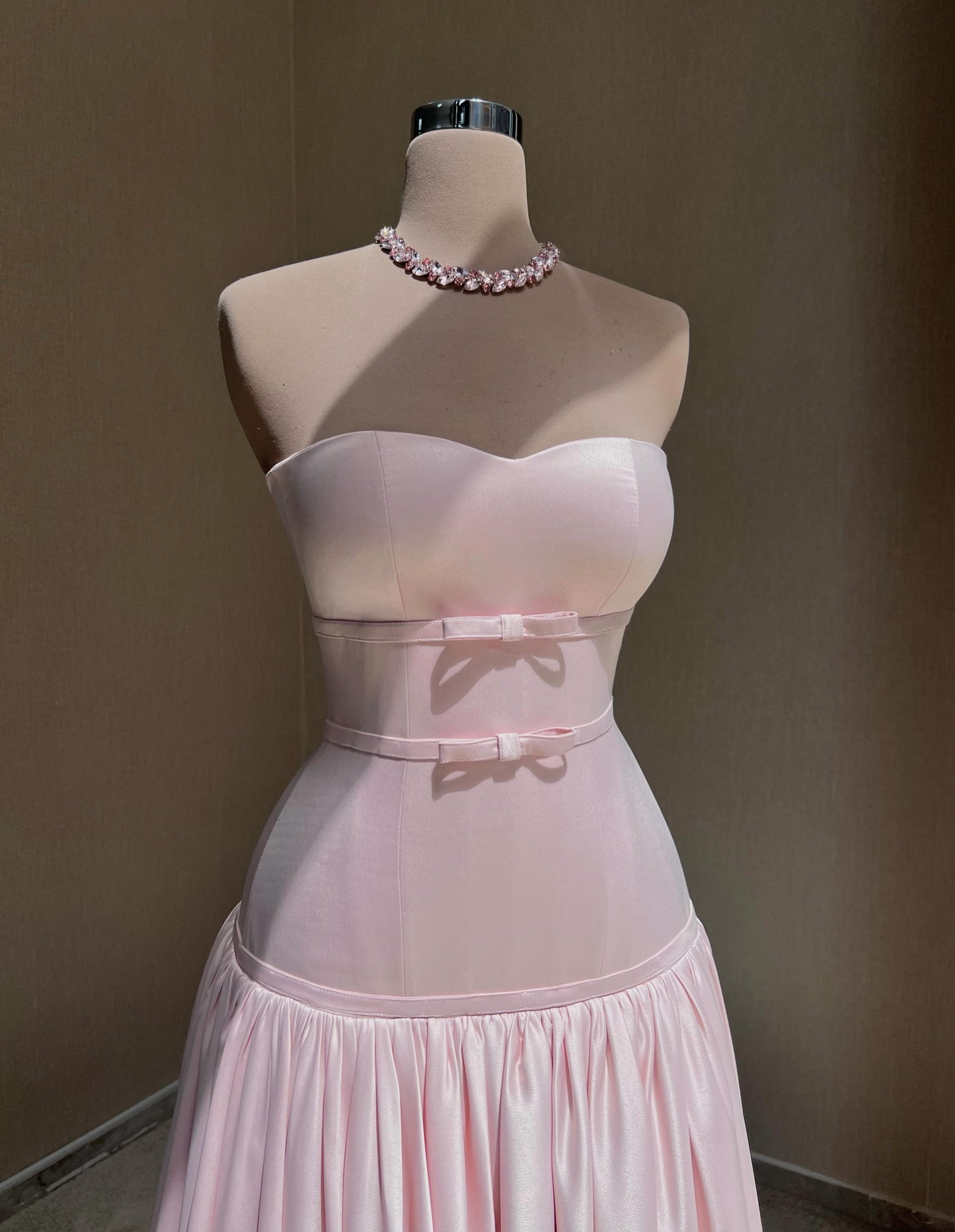 Strapless Sweetheart Satin Ball Gown with Bow Detail