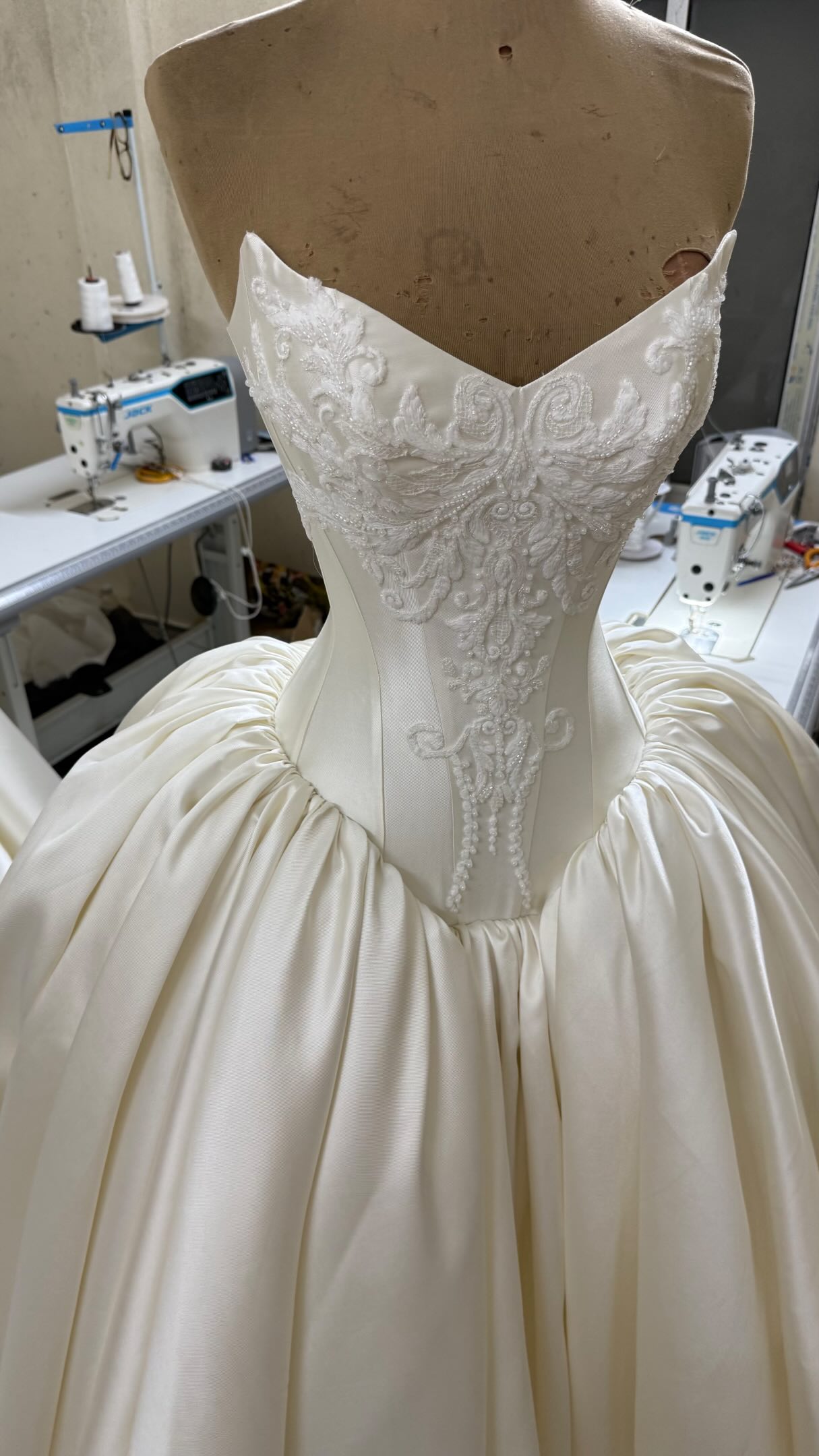 Strapless Sweetheart Ball Gown with Embroidered Corset Bodice