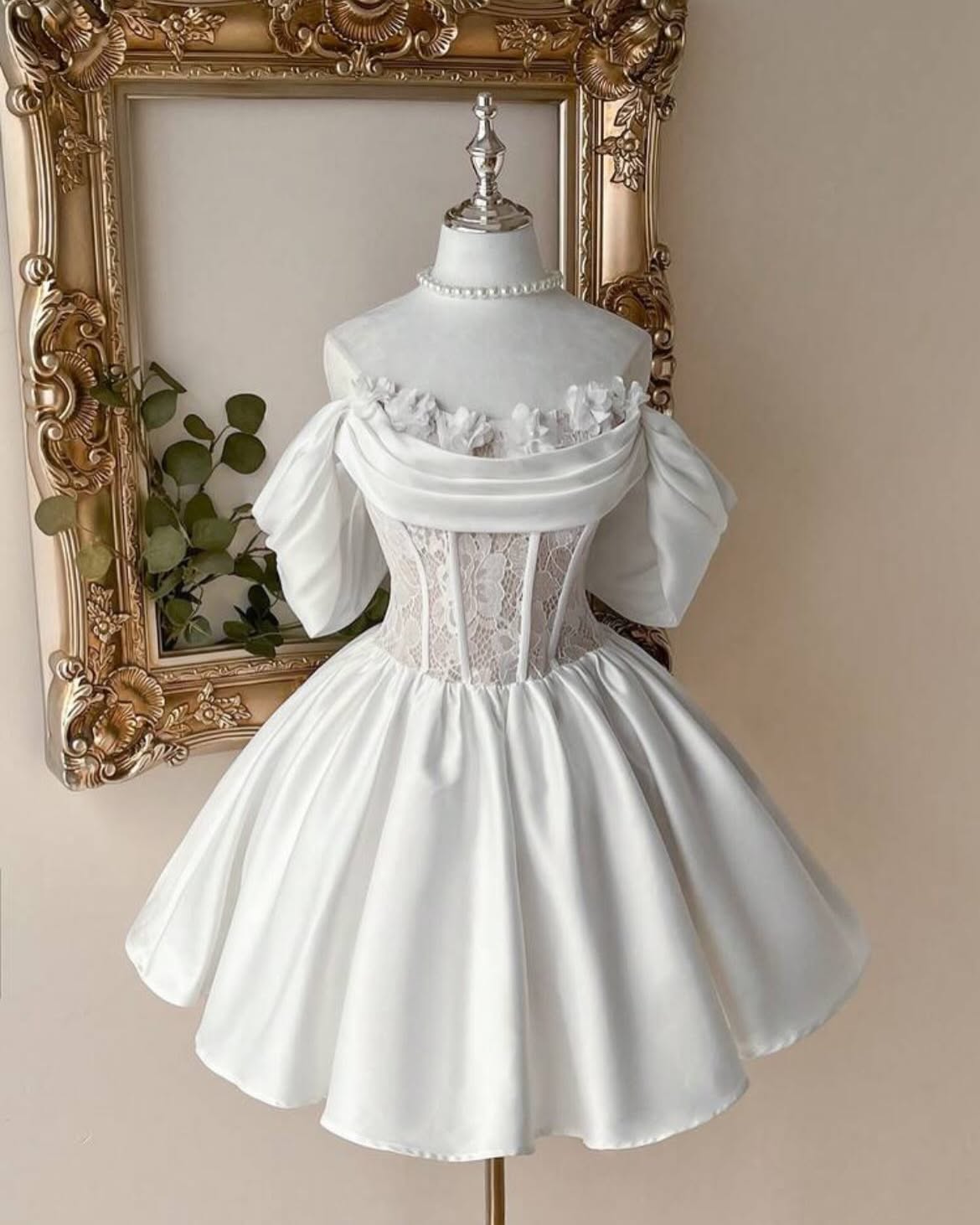 Off-Shoulder Lace Corset Princess Mini Dress