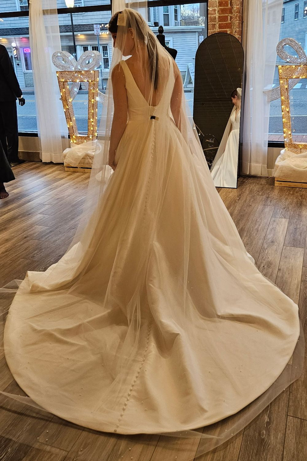Minimalist V-Neck A-Line Wedding Dress