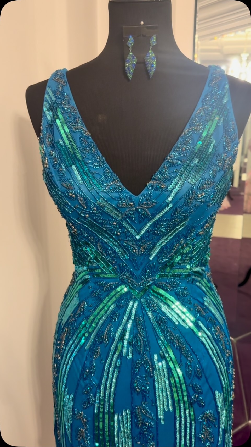 Elegant V-Neck Beaded Formal Gown