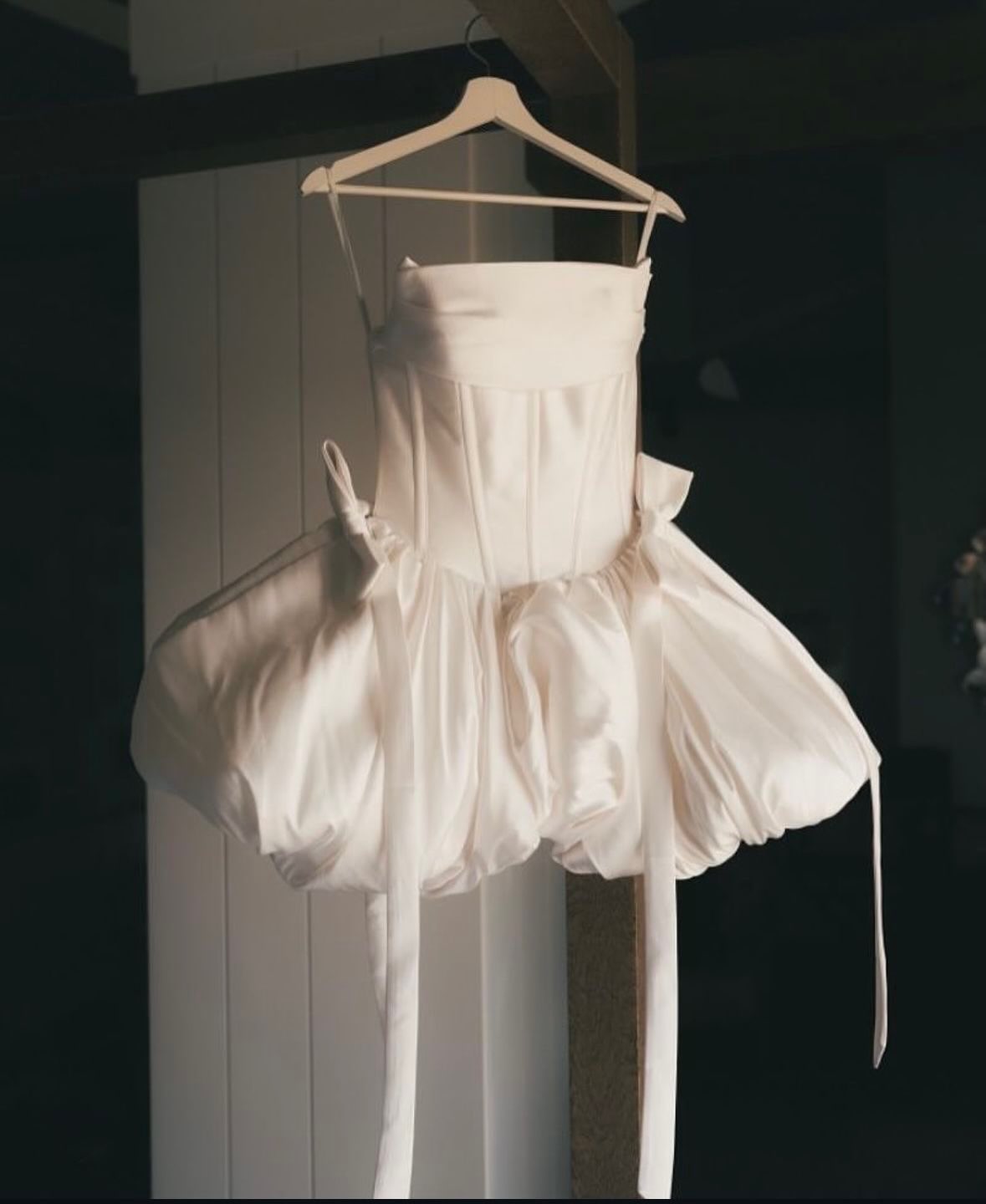 Strapless Corset Satin Bubble Mini Dress