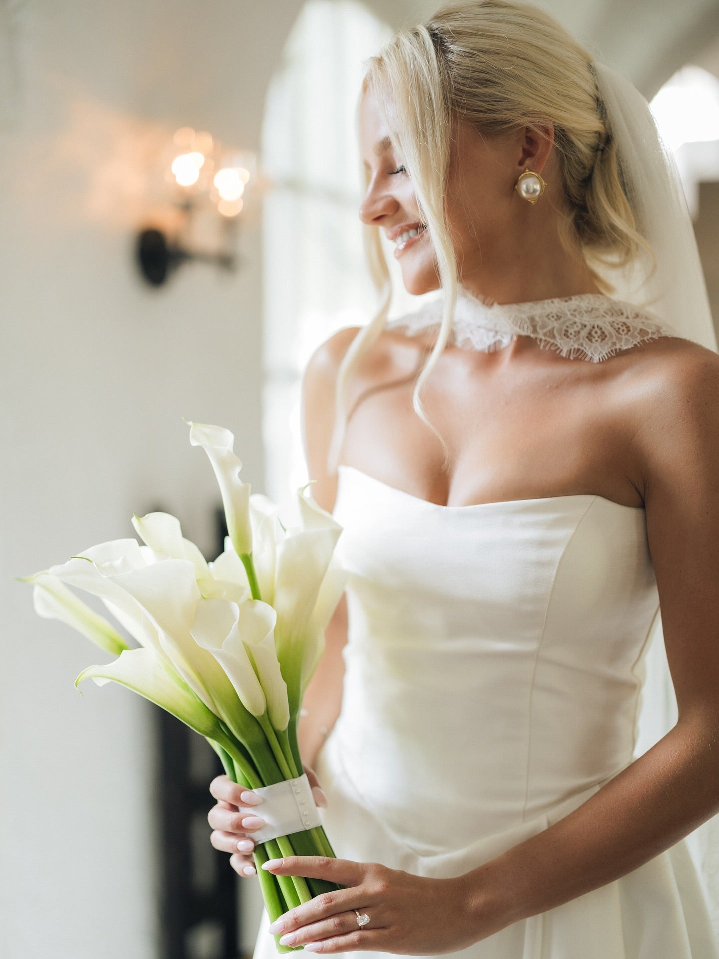 Satin A-Line Wedding Dress with Pleated Train Skirt