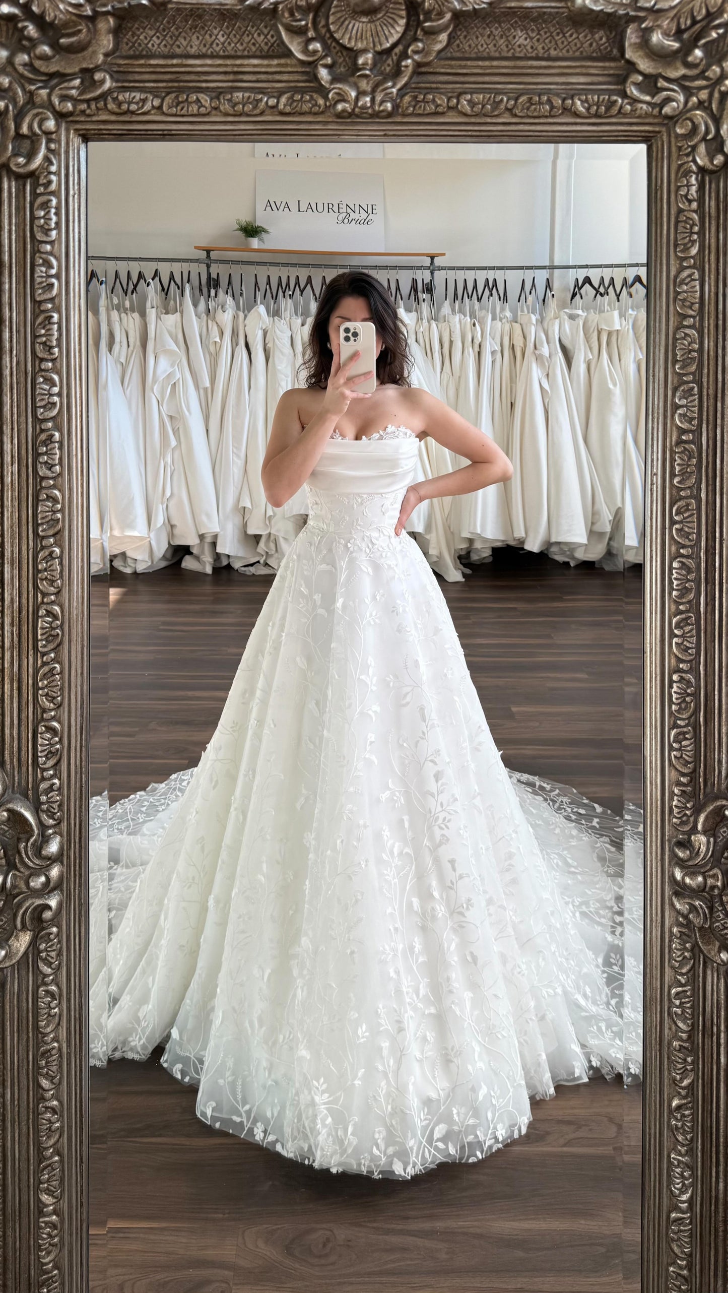Strapless Satin and Lace A-Line Wedding Dress