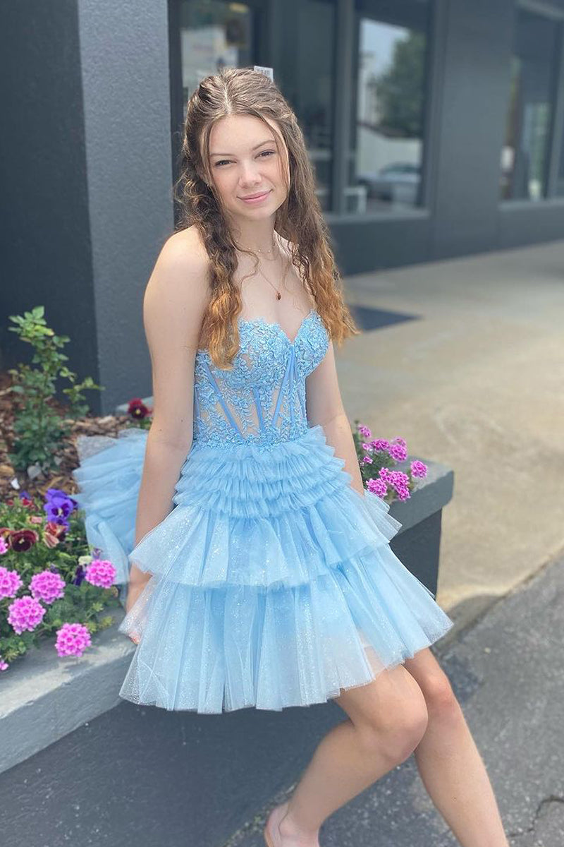 Strapless Tiered Ruffle Corset Mini Dress