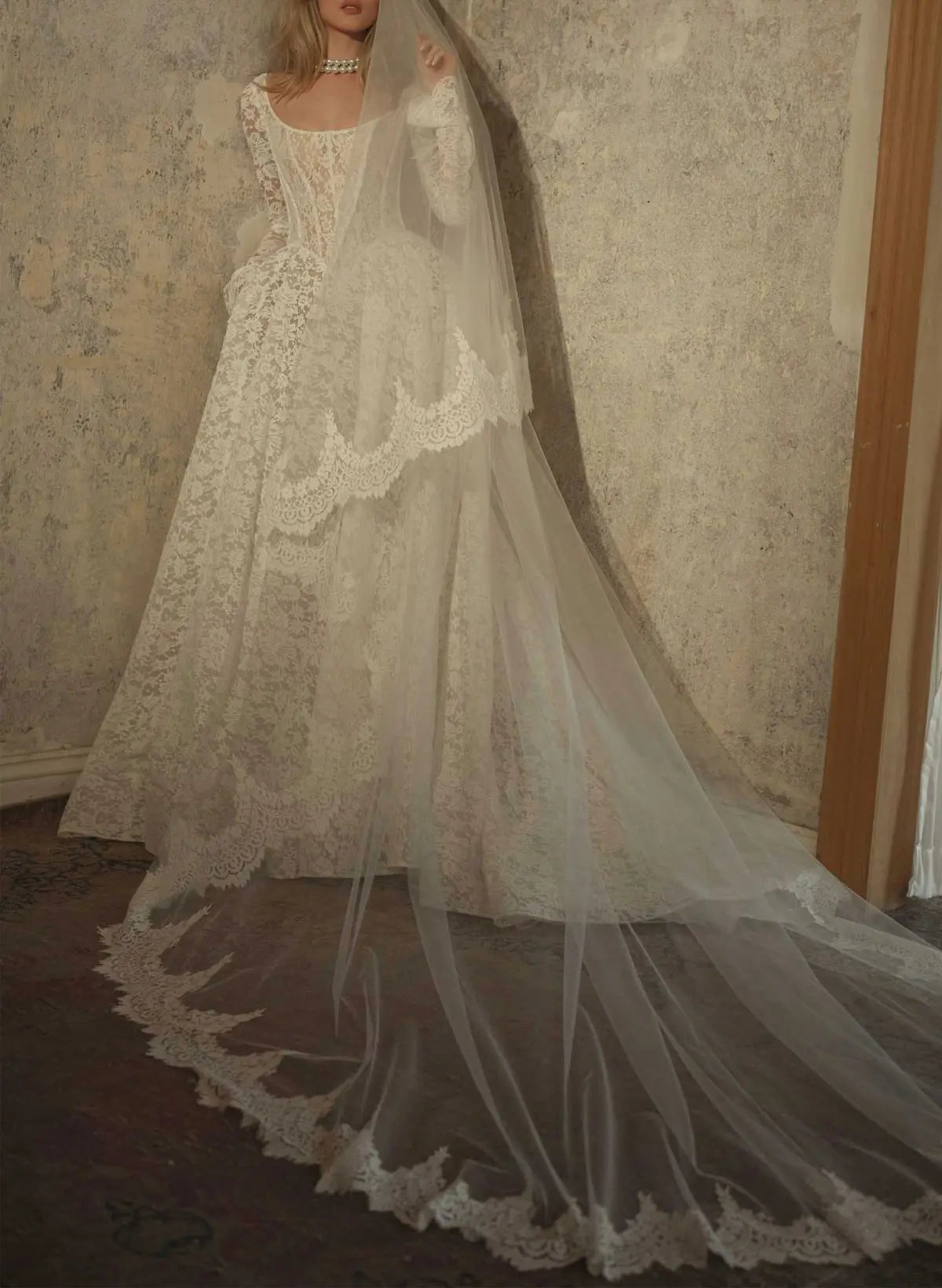 Long Sleeve Lace Corset A-Line Wedding Dress