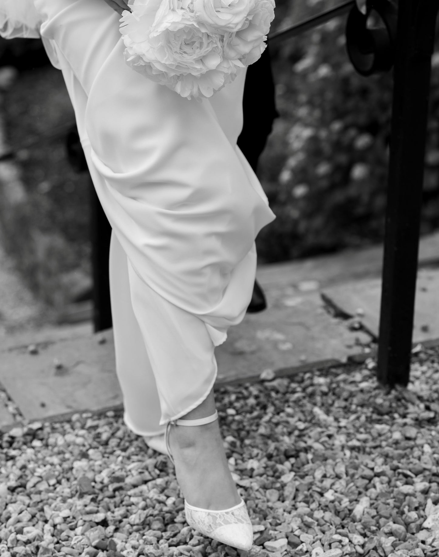 Off-the-Shoulder Cowl Neck Crepe Wedding Dress