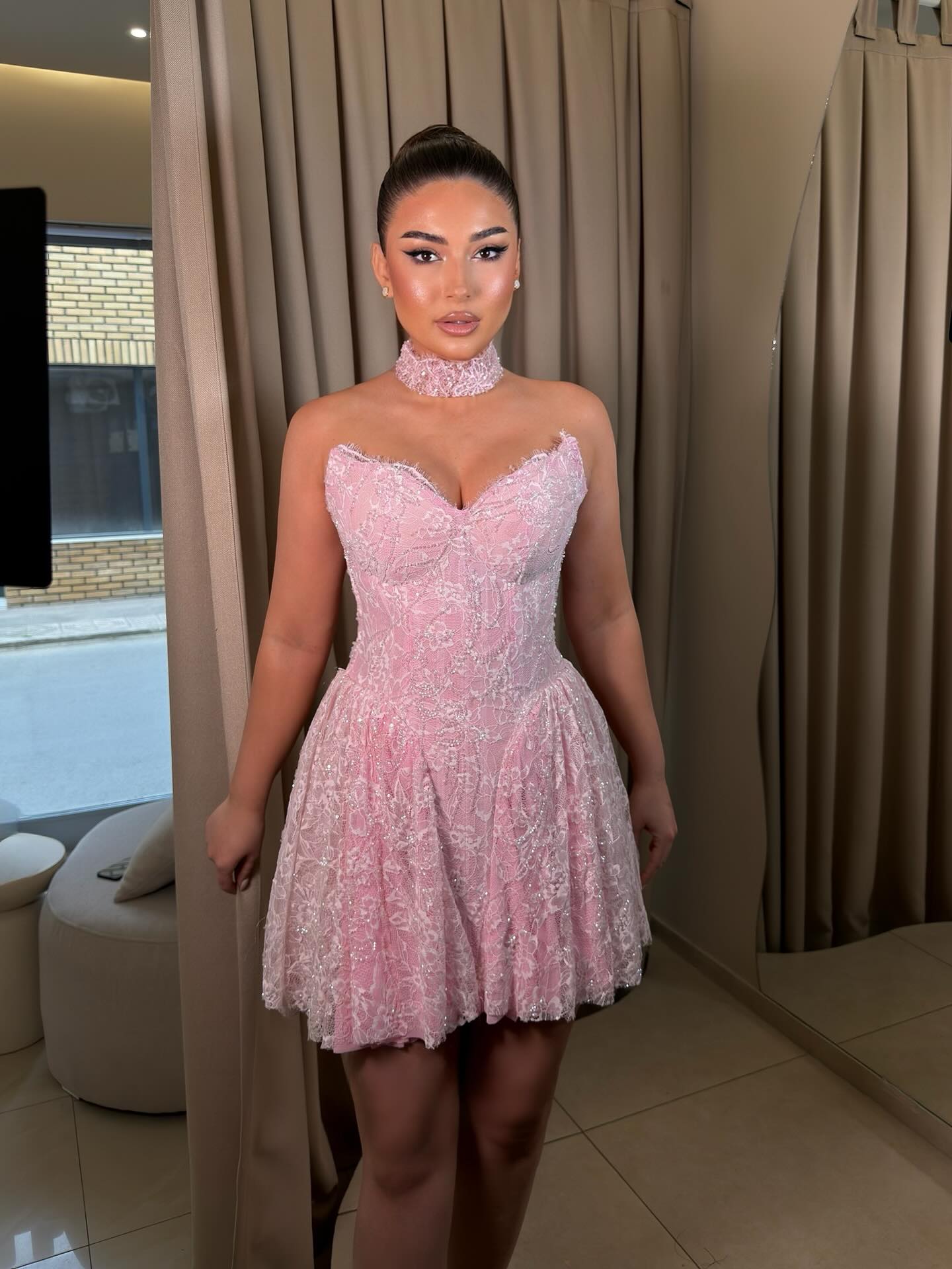 Strapless Corset Lace A-Line Mini Dress