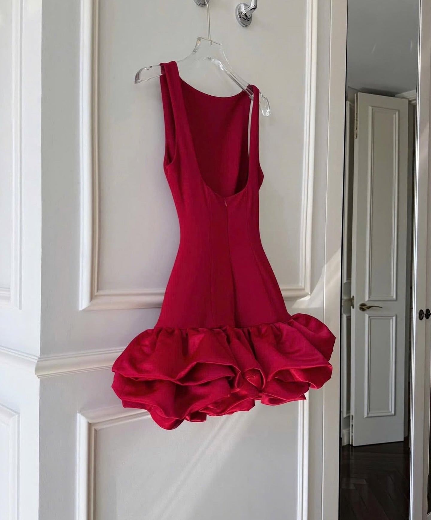 Open Back Mini Dress with Bubble Ruffle Skirt