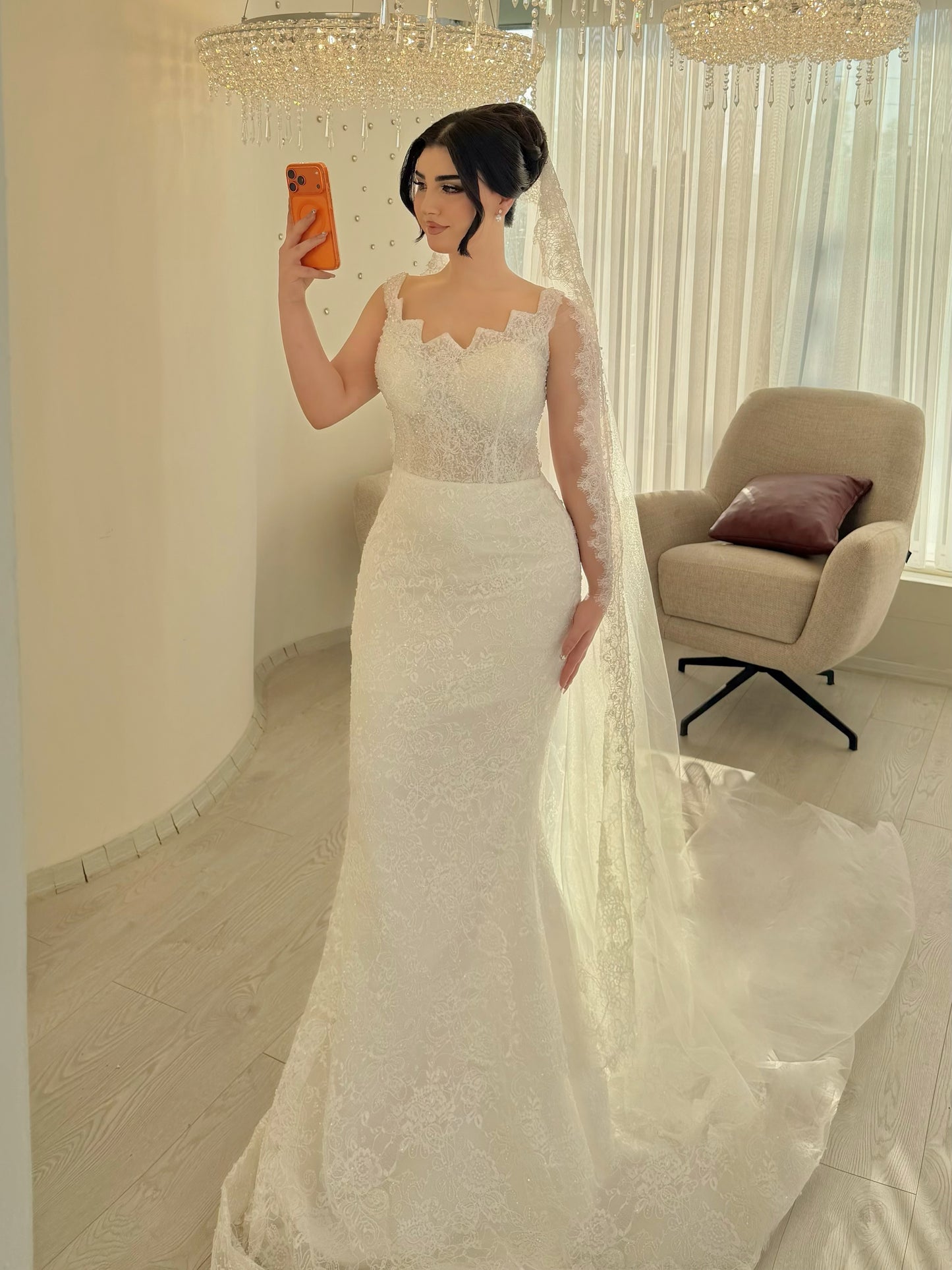 Scalloped Mermaid Wedding Dress with Cape