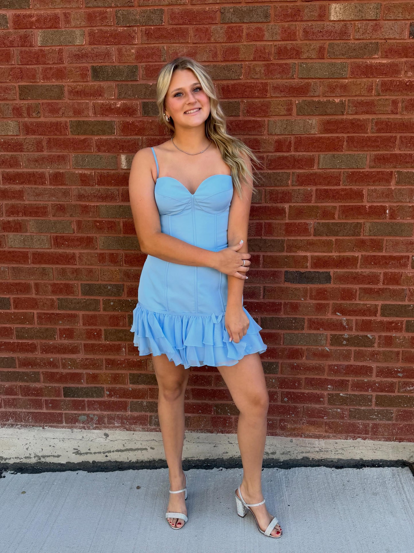 Sweetheart Corset Ruffled Mini Dress