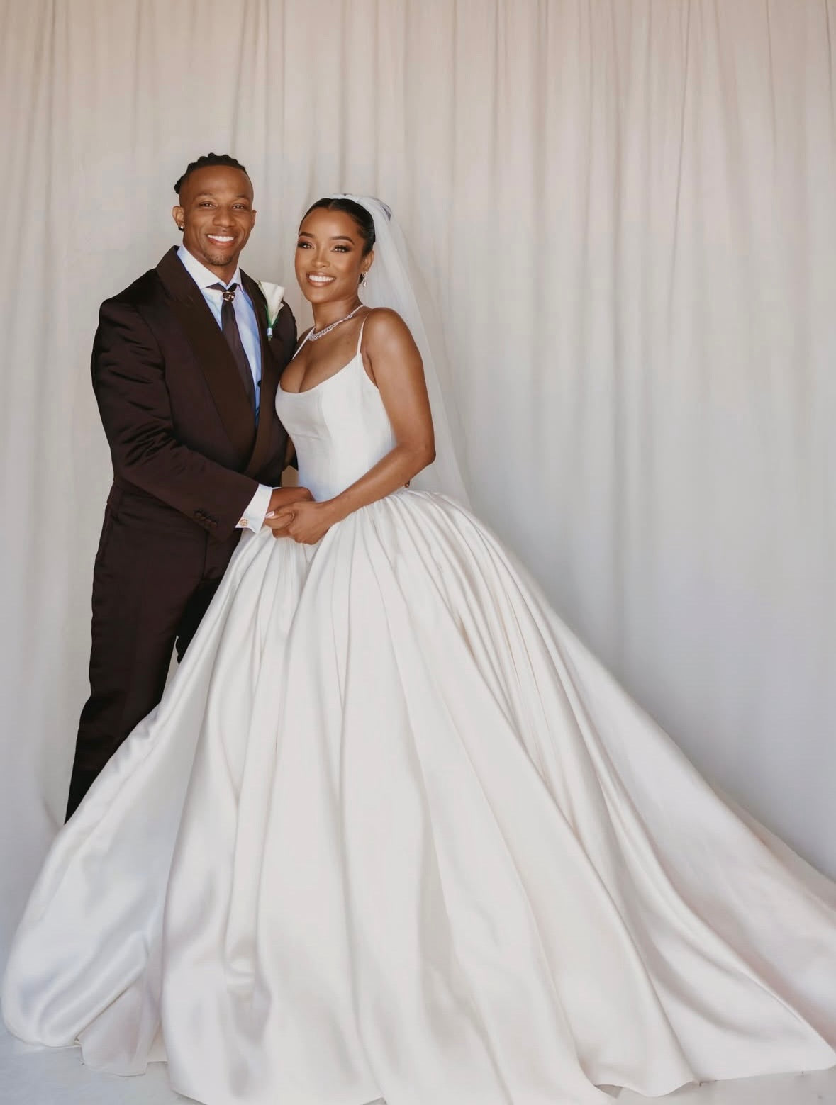 Spaghetti Strap Satin Ball Gown Wedding Dress