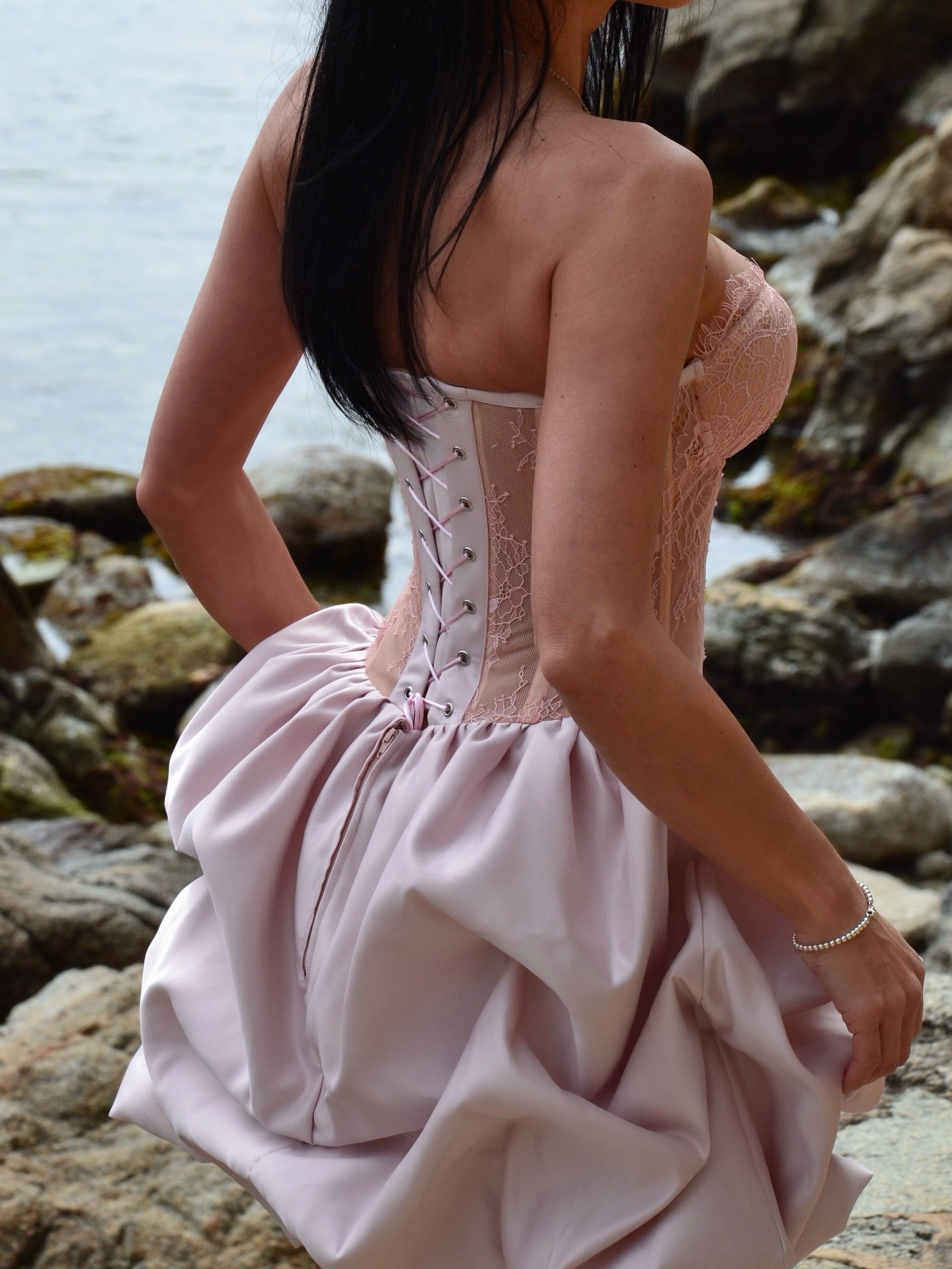 Strapless Lace Corset Bubble Mini Dress