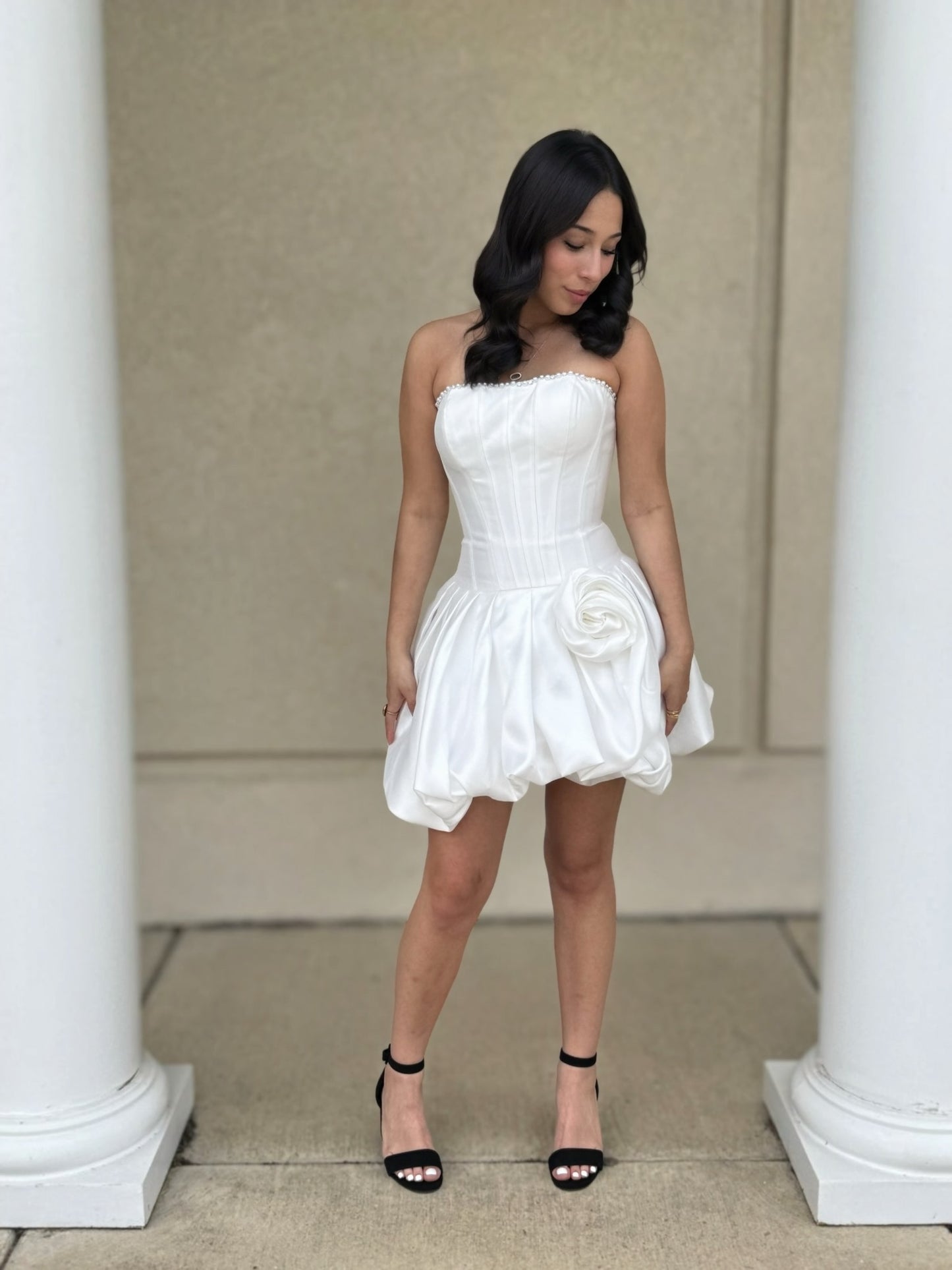 Strapless Corset Bubble Skirt Mini Dress