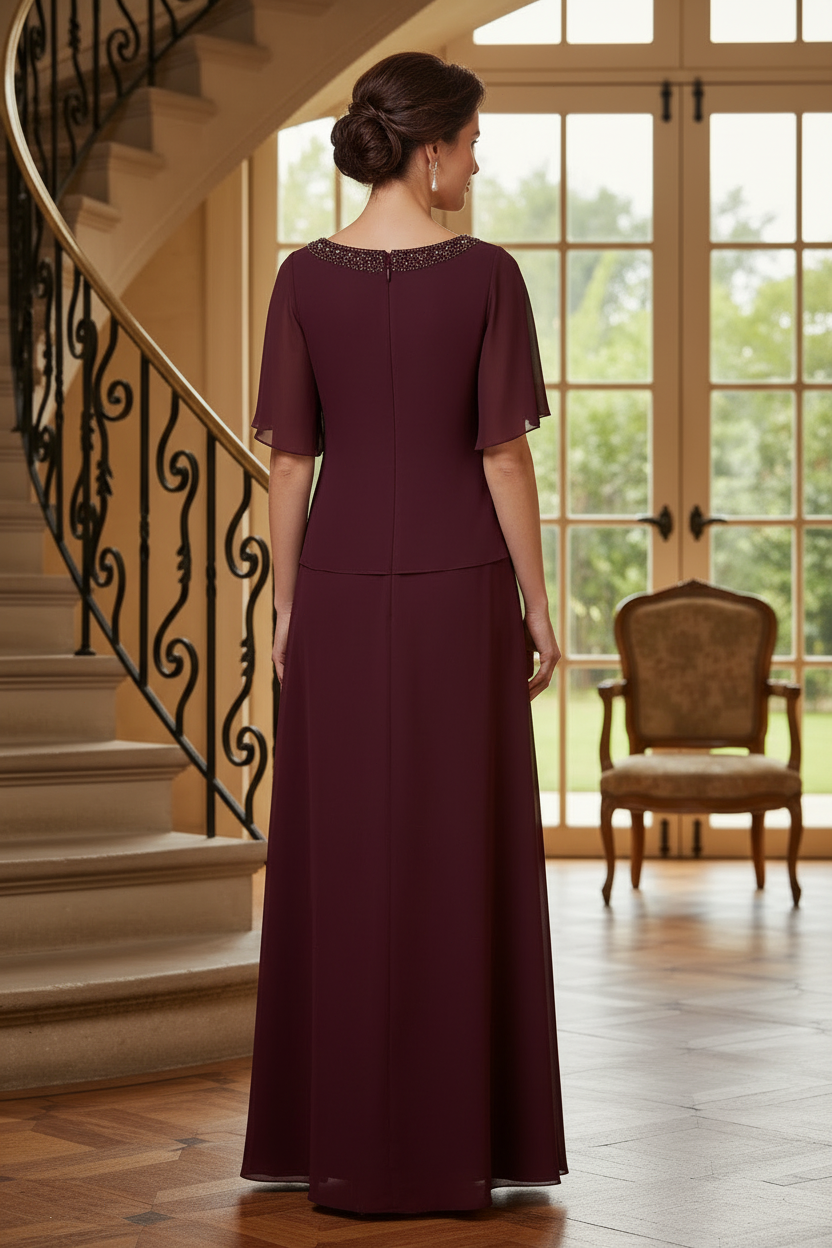 Asymmetric Tiered Chiffon Evening Gown