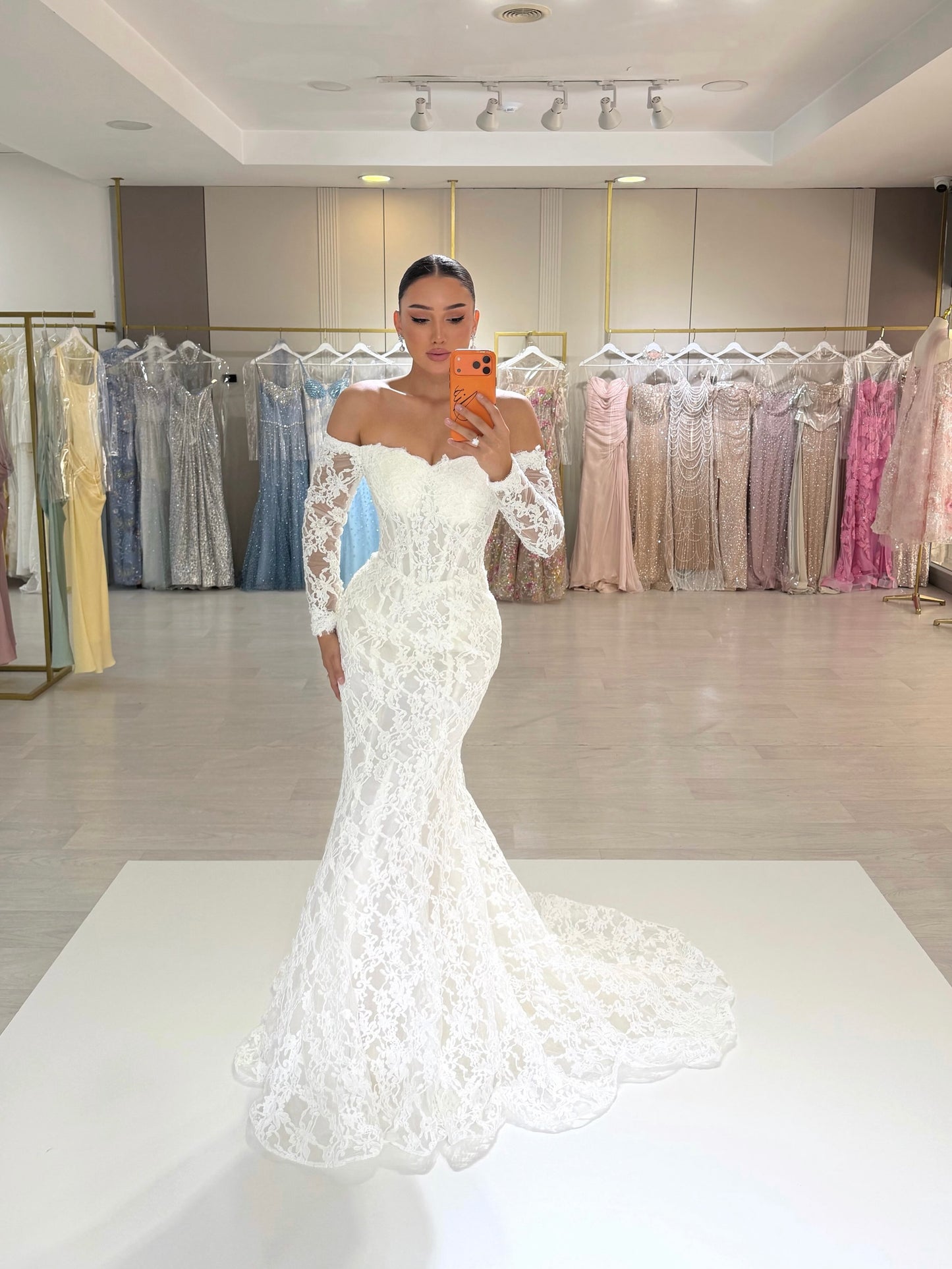 Lace Off-the-Shoulder Mermaid Wedding Dress