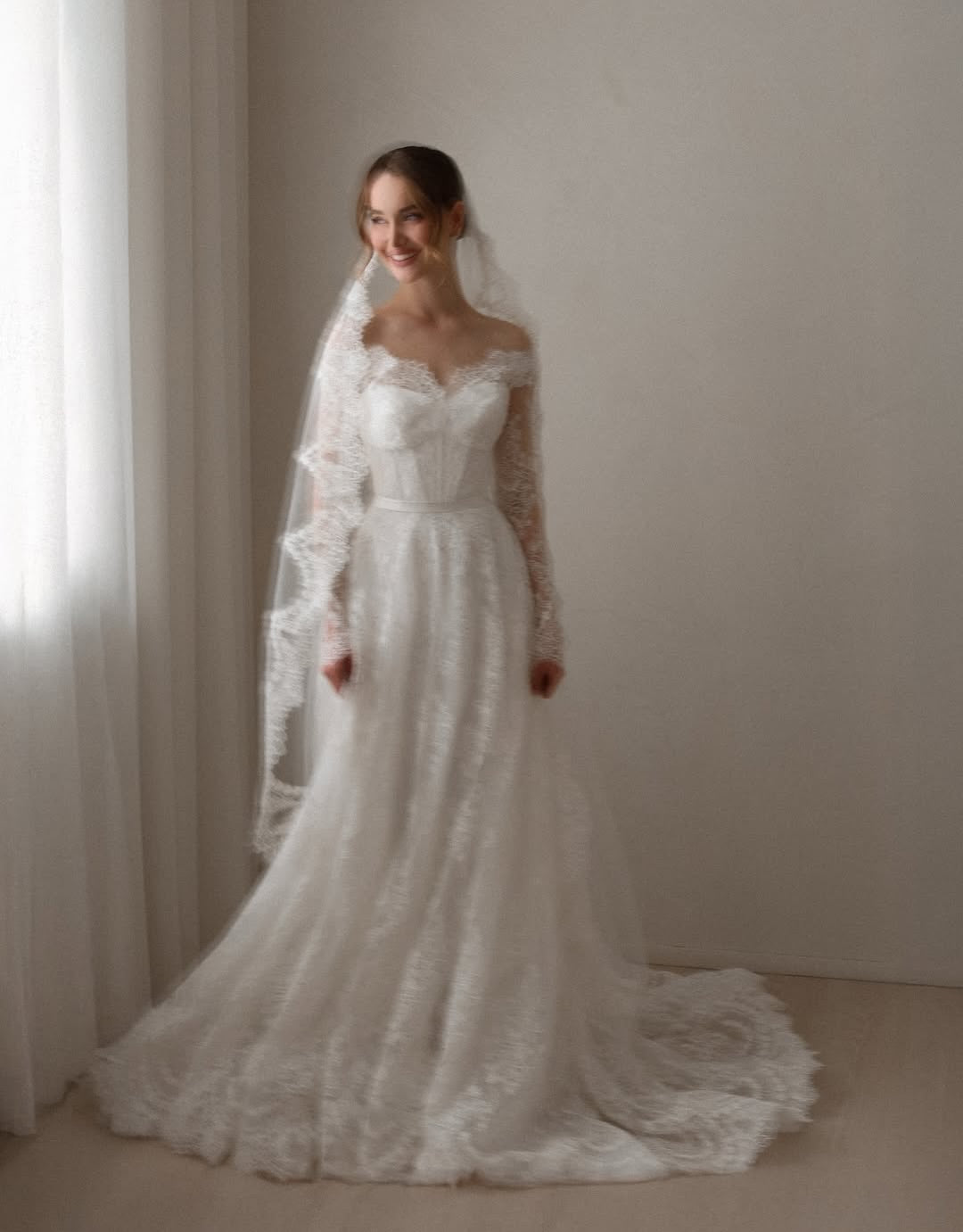 Lace Off-Shoulder A-Line Wedding Dress
