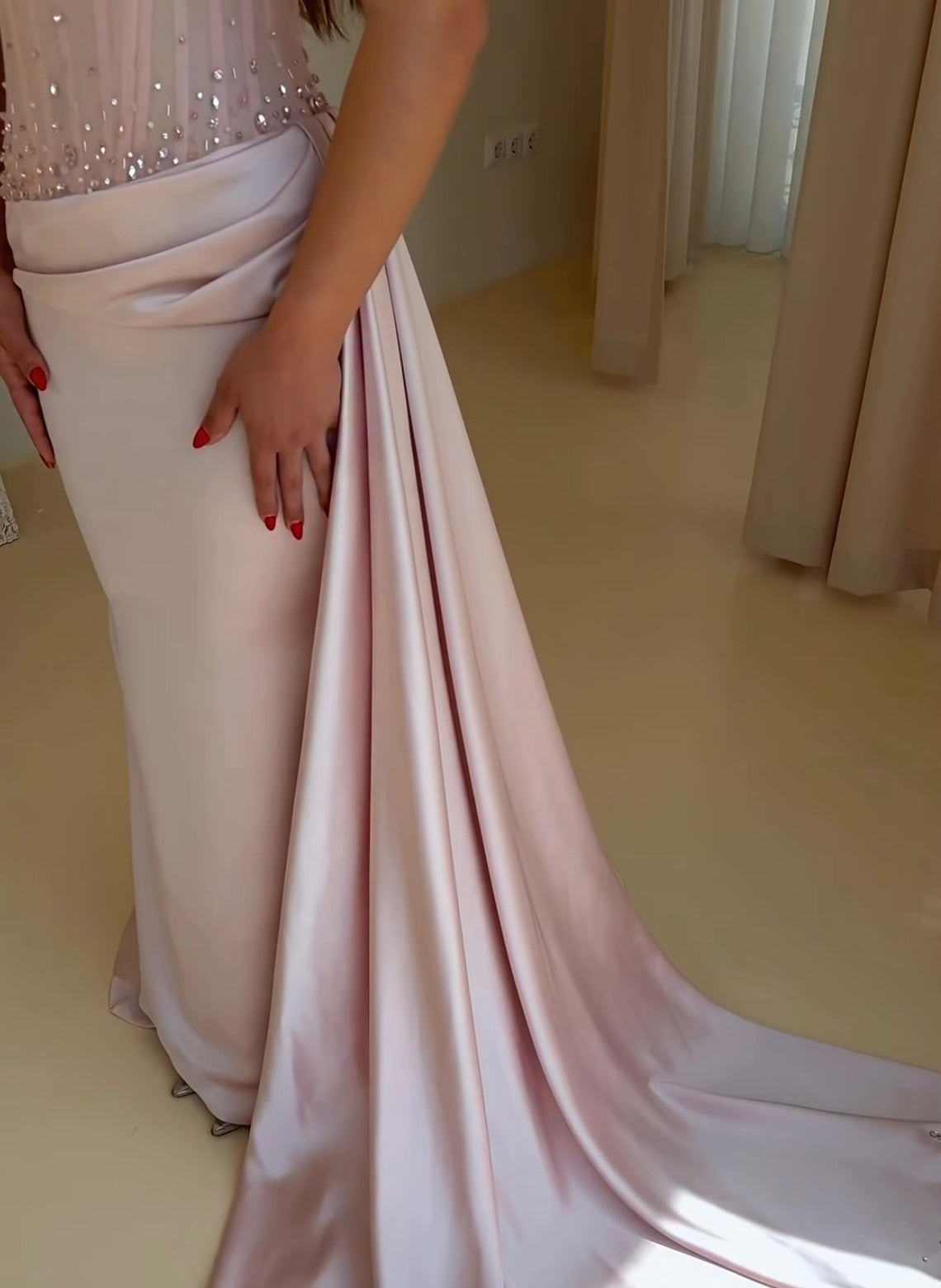 Off-the-Shoulder Corset Satin Evening Gown