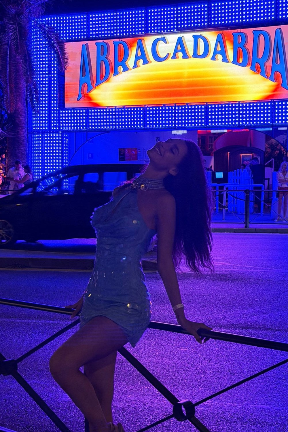 Sequin Halter Neck Mini Dress with Beaded Collar