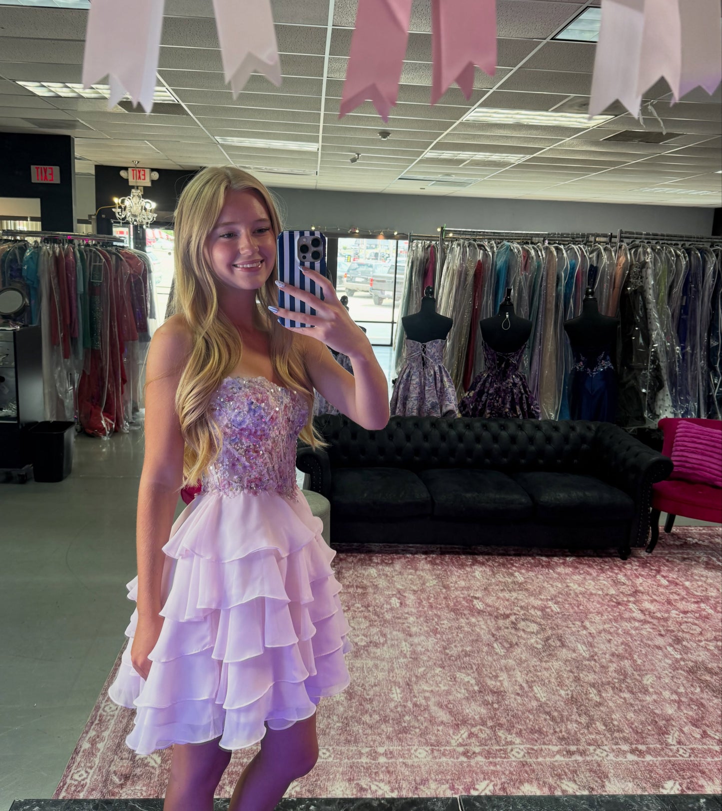 Strapless Corset Tiered Ruffled Homecoming Dress