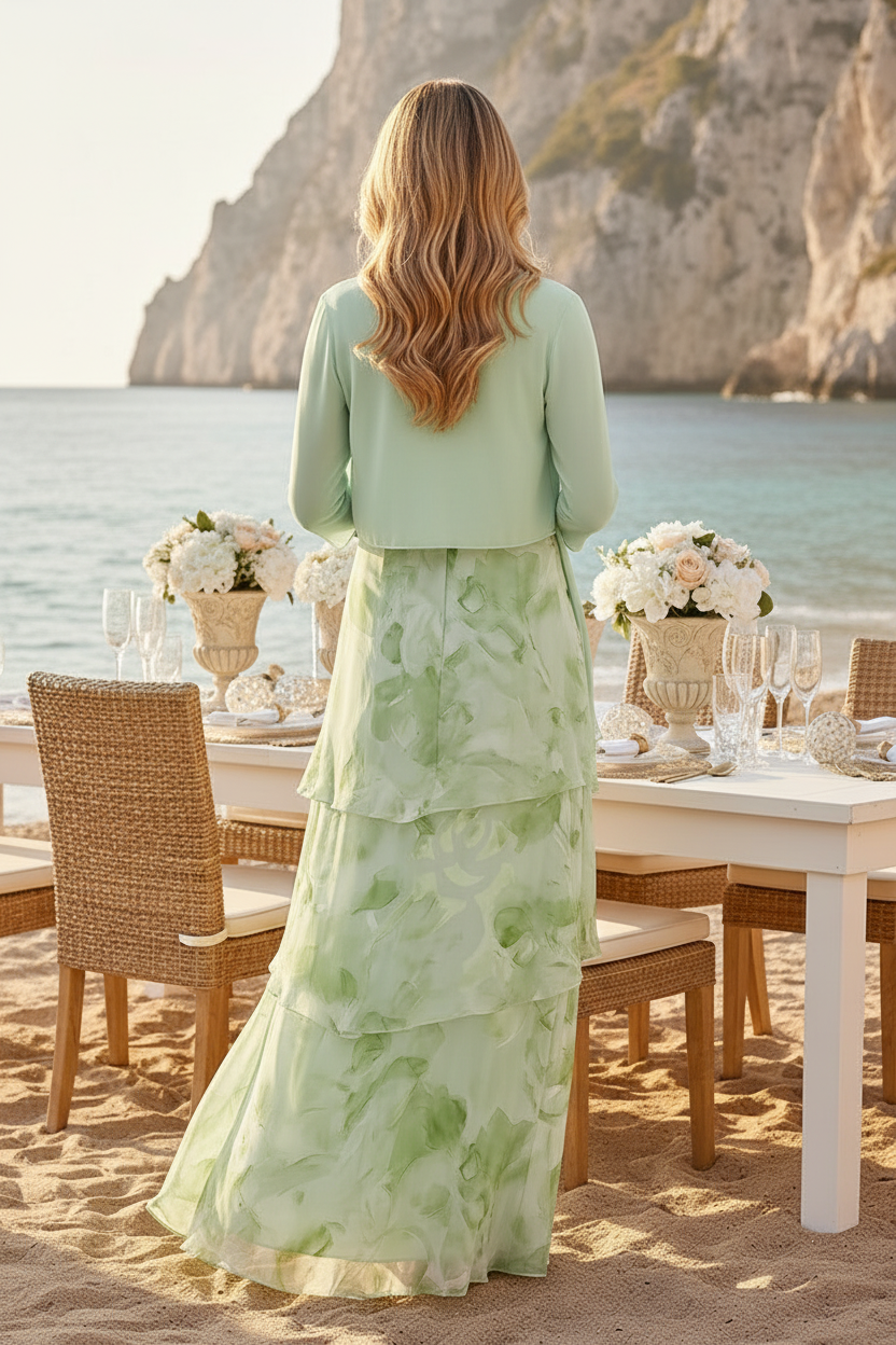 Tiered Floral Maxi Dress and Jacket Set
