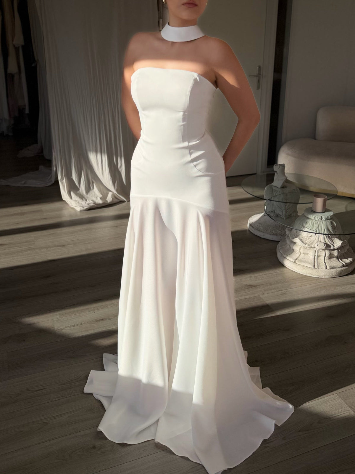 Strapless Trumpet Evening Dress with Choker