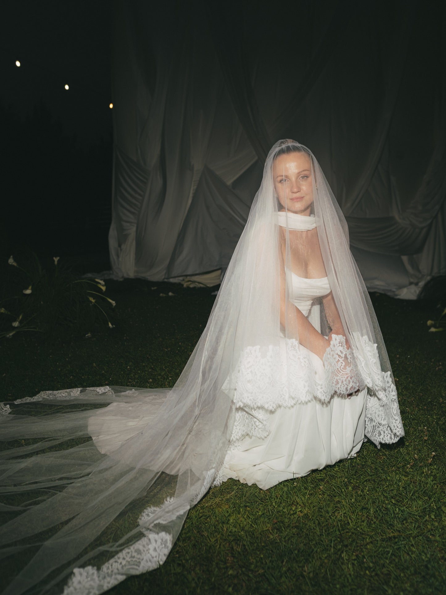 Ruched Draped Floor-Length Wedding Dress