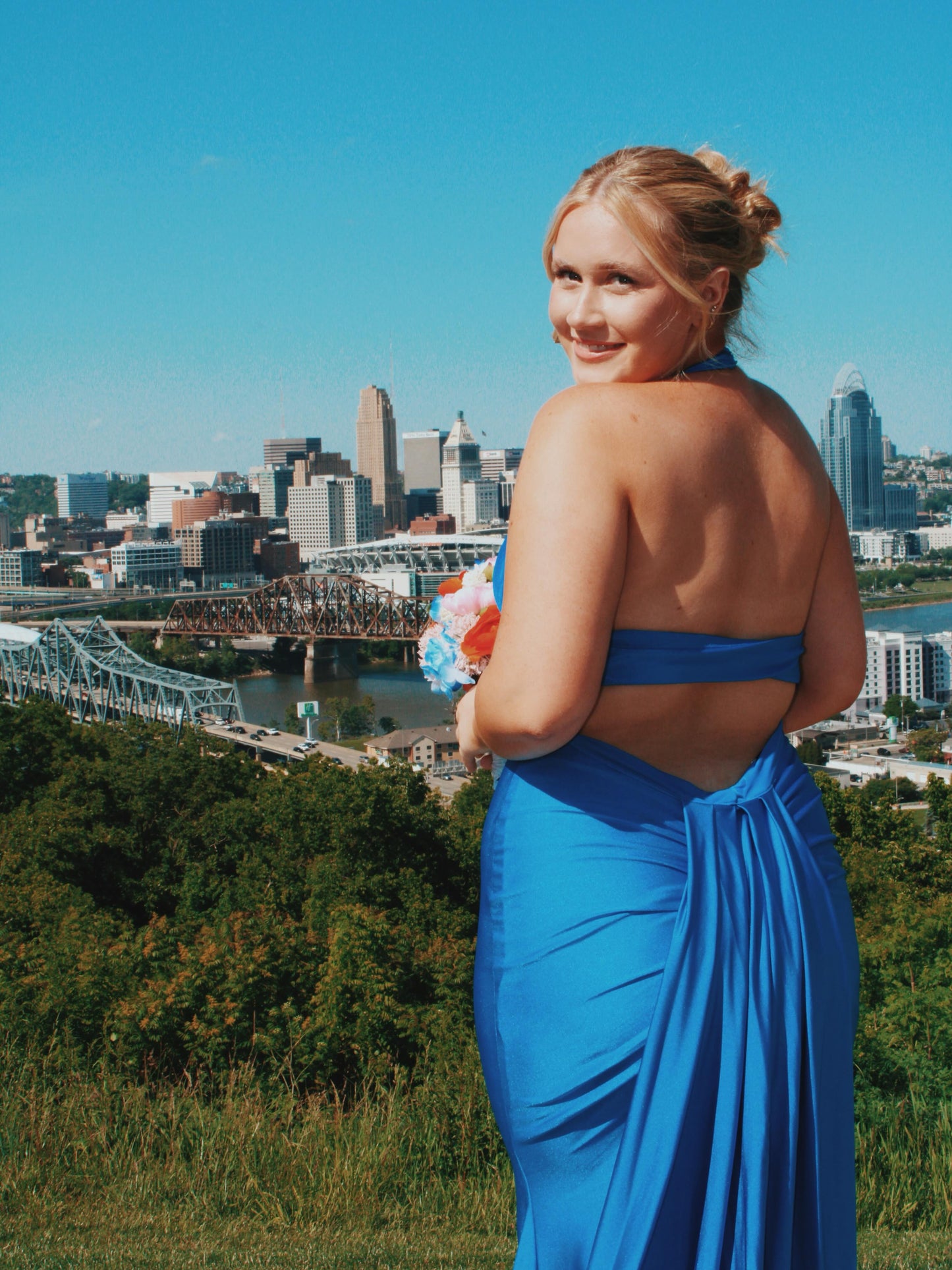 Satin Halter Neck Mermaid Formal Dress