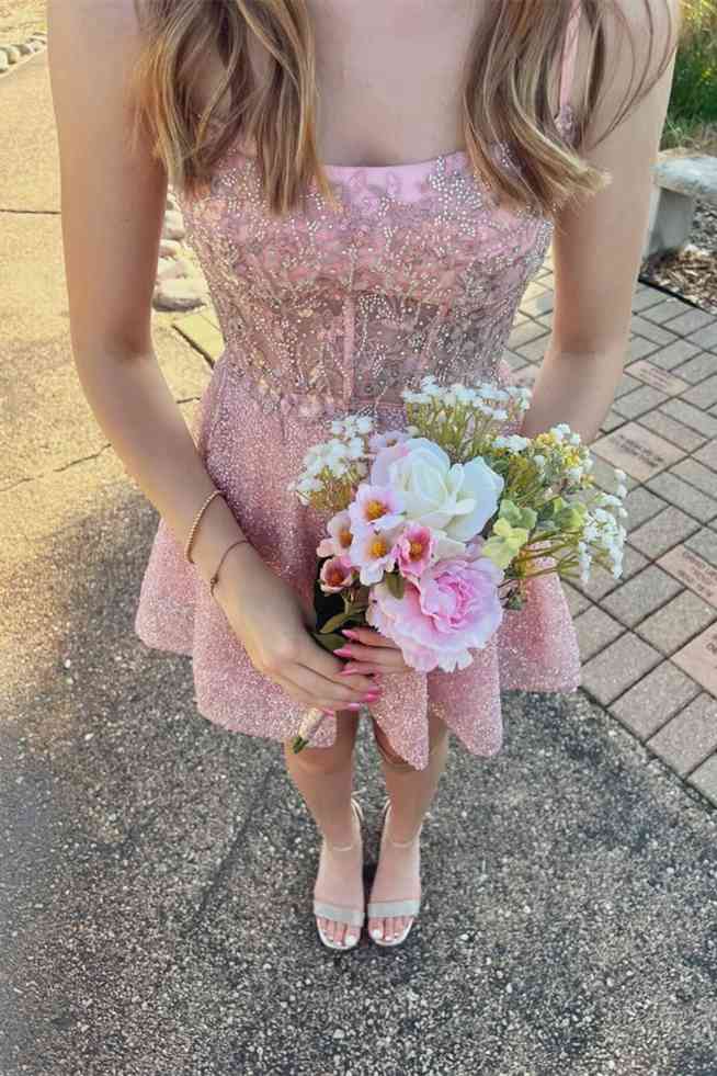 Sequin Corset Mini Dress with Lace-Up Back