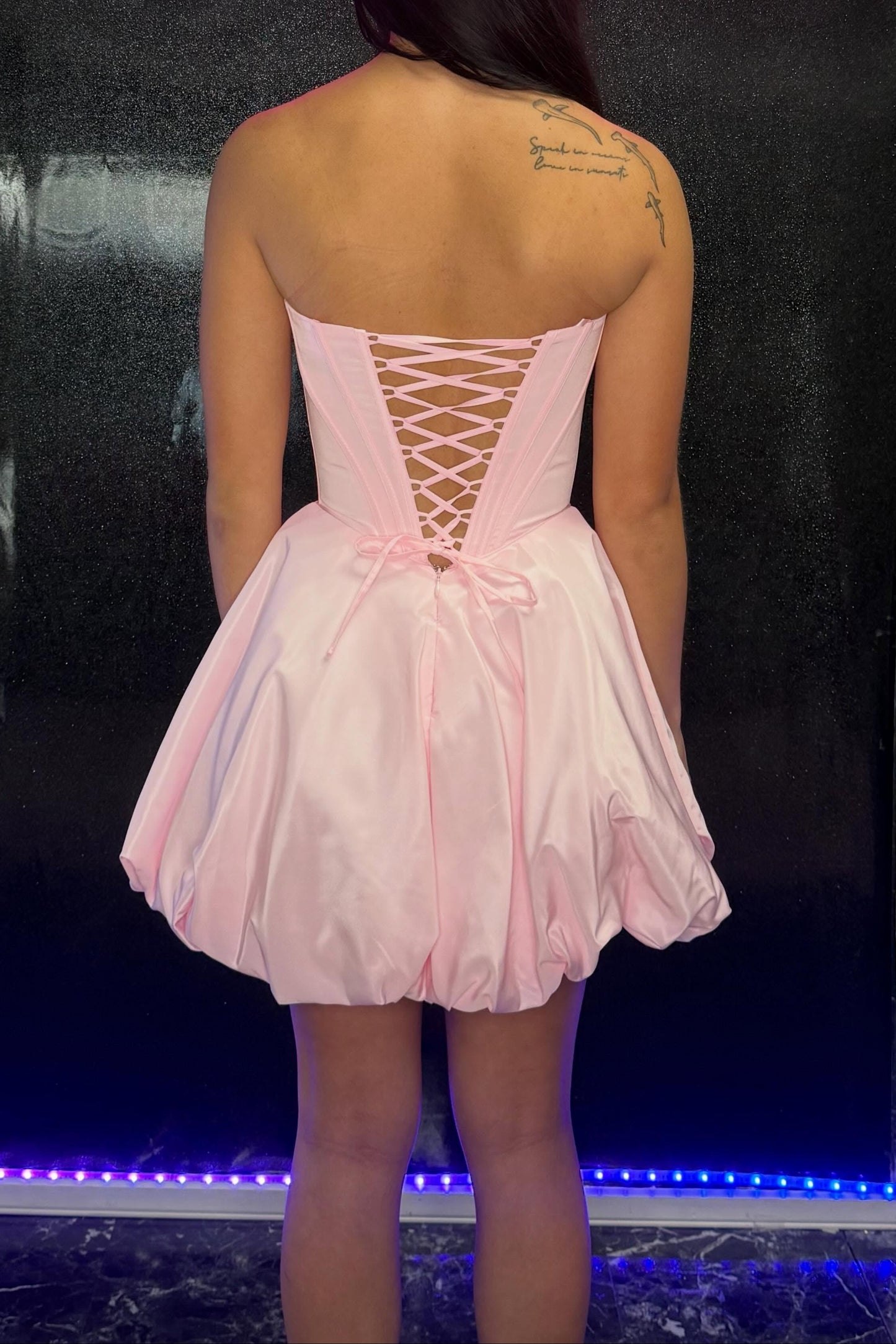 Strapless Corset Bubble Skirt Mini Dress