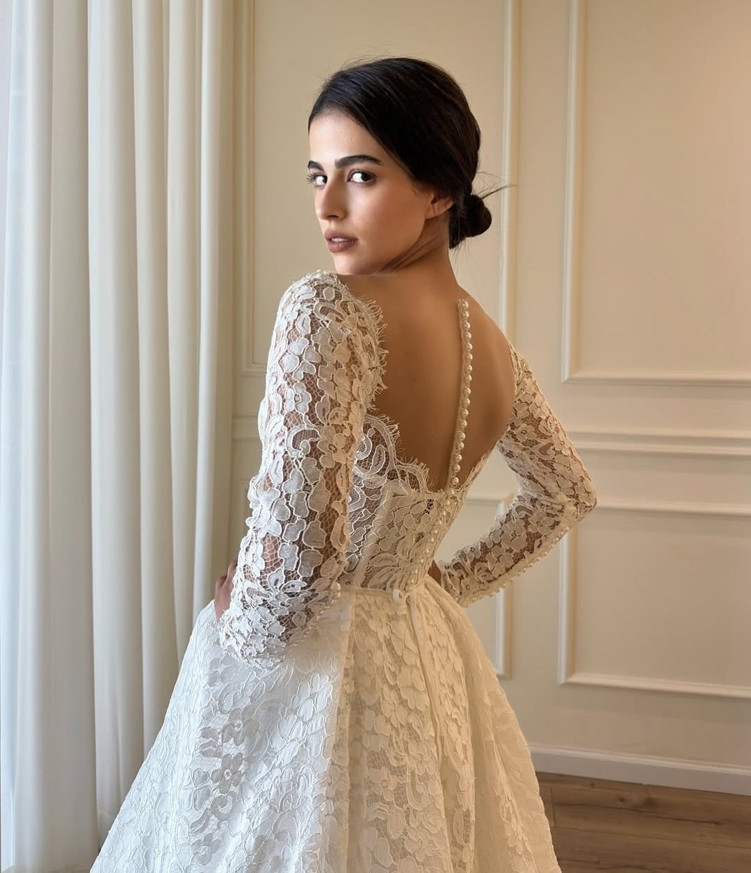 Long Sleeve Lace Ball Gown Wedding Dress