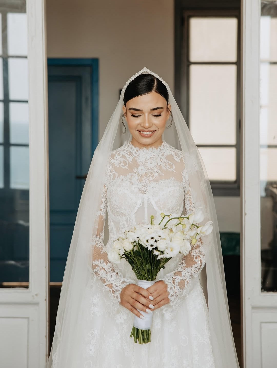 High Neck Lace A-Line Wedding Dress
